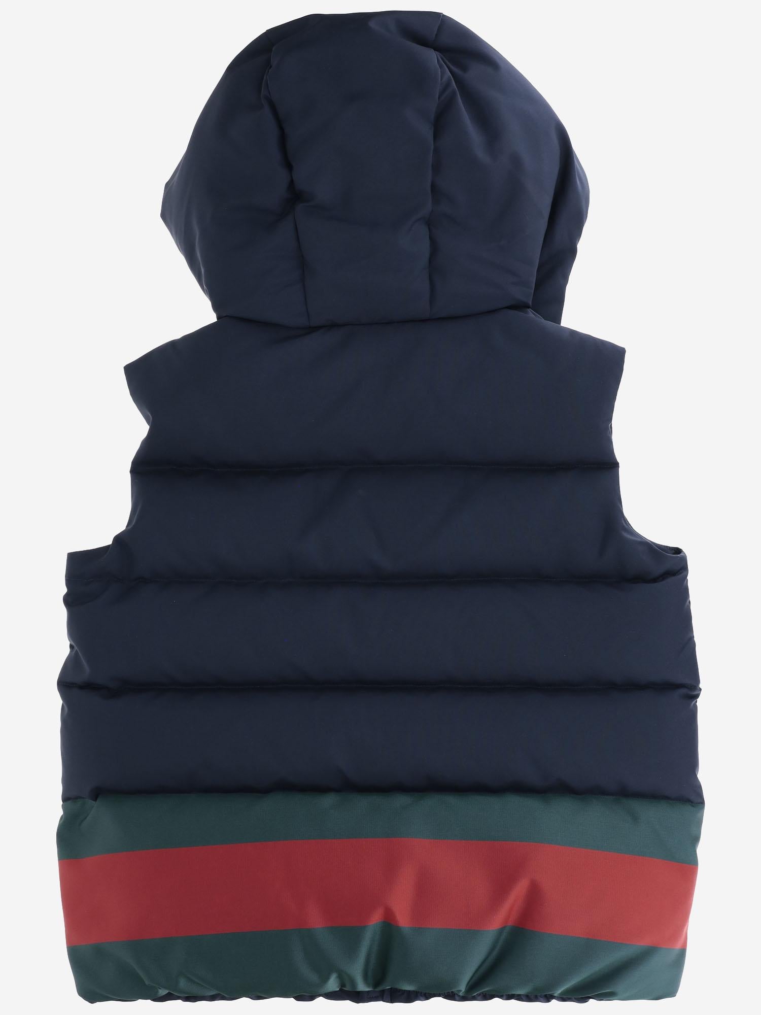 GILET IMBOTTITO CON WEB 824809 XWA414345 GUCCI KIDS