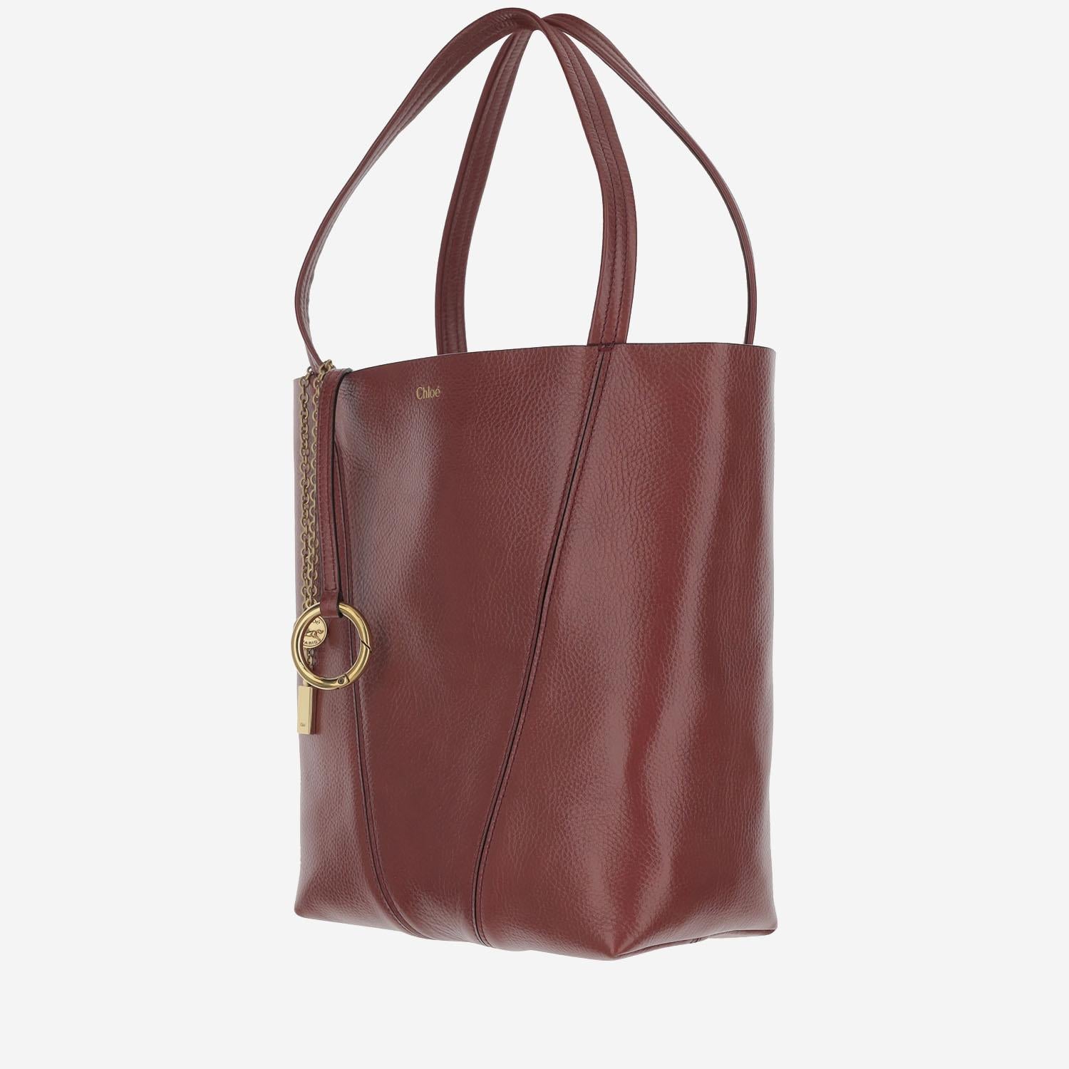 TOTE BAG CHLOÉ SPIN IN PELLE GRANATA CHC25SS811N84 6AW CHLOE