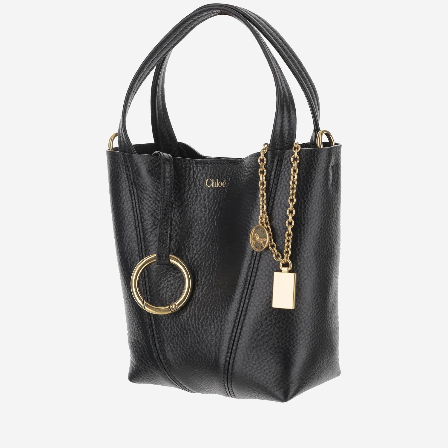 TOTE BAG PICCOLA CHLOÉ SPIN IN PELLE GRANATA CH25SS812N84 001 CHLOE