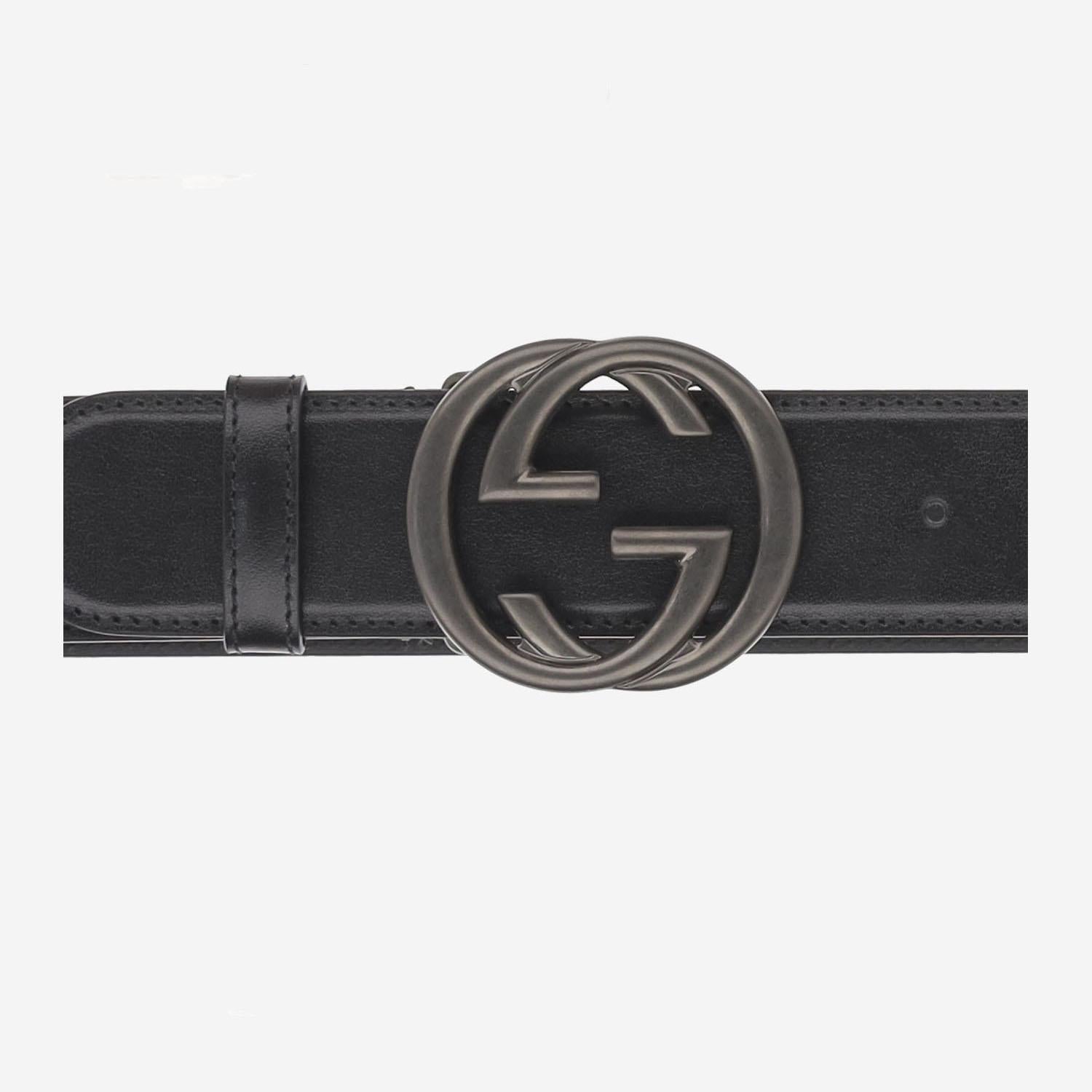 CINTURA IN PELLE NERA 774153 0YA0V1000 GUCCI