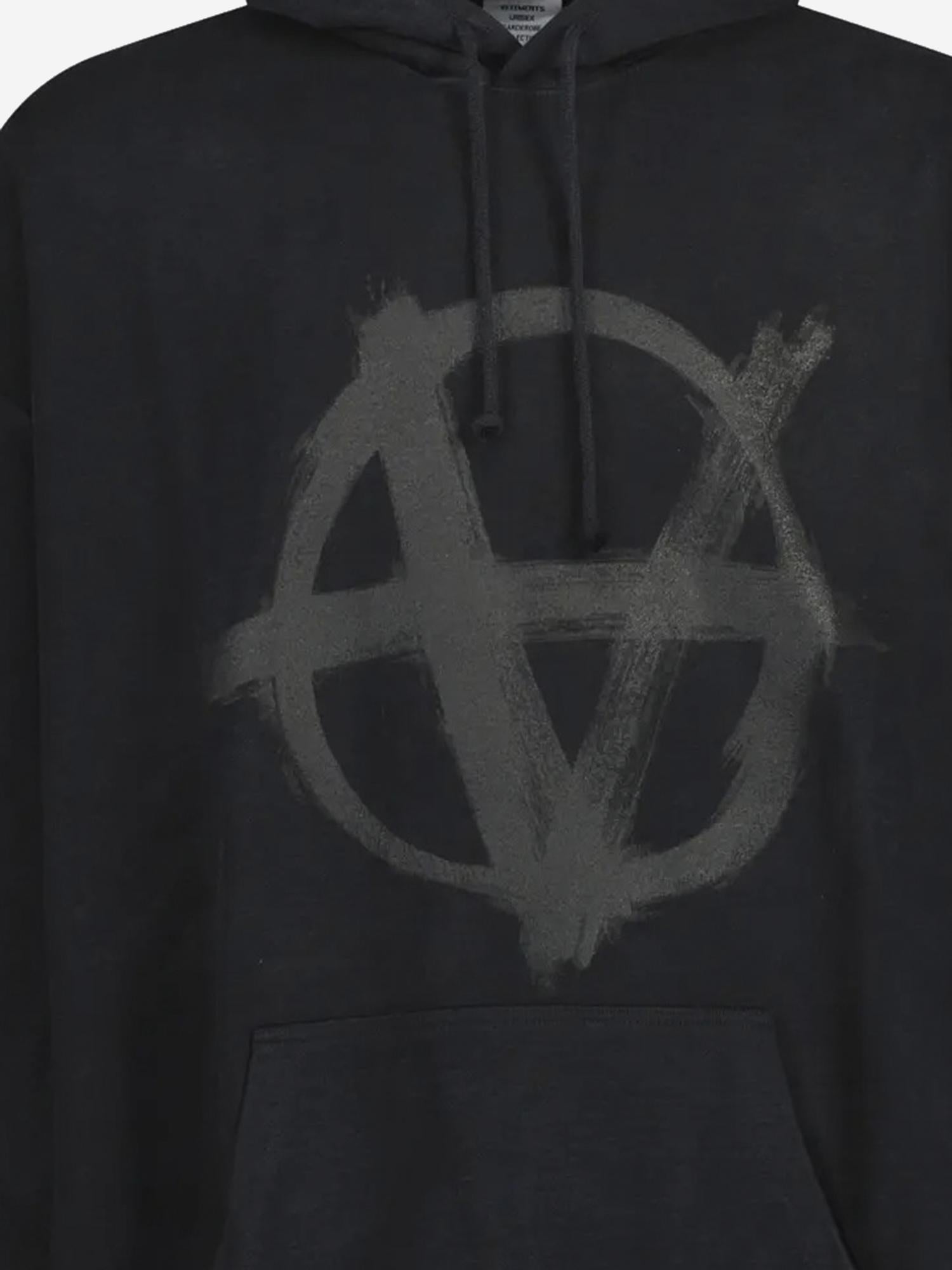 FELPA IN COTONE CON STAMPA UE54HD260B BLACK VETEMENTS