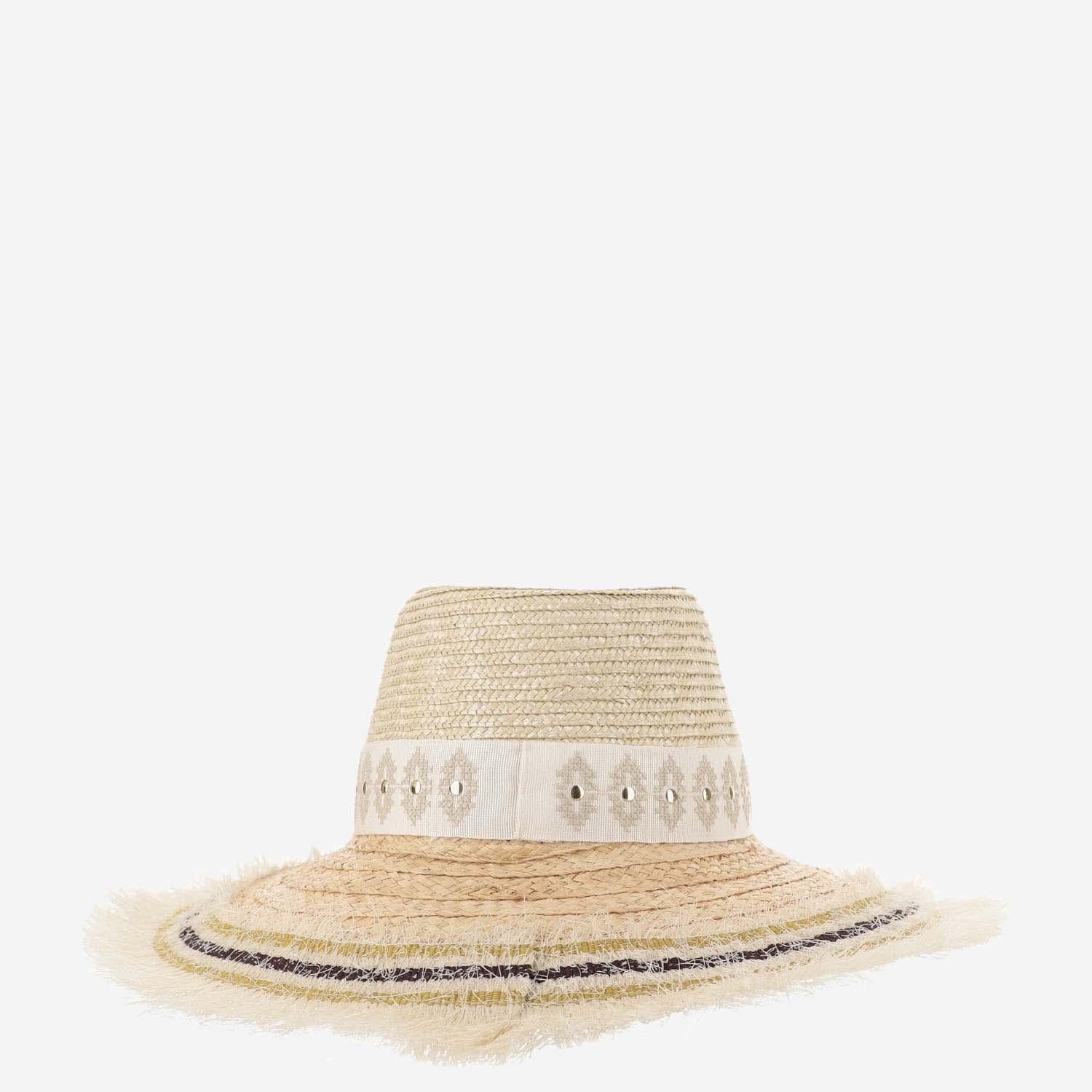 CAPPELLO IN MISTO PAGLIA E VISCOSA CON RICAMO 385981 170 FERRUCCIO VECCHI