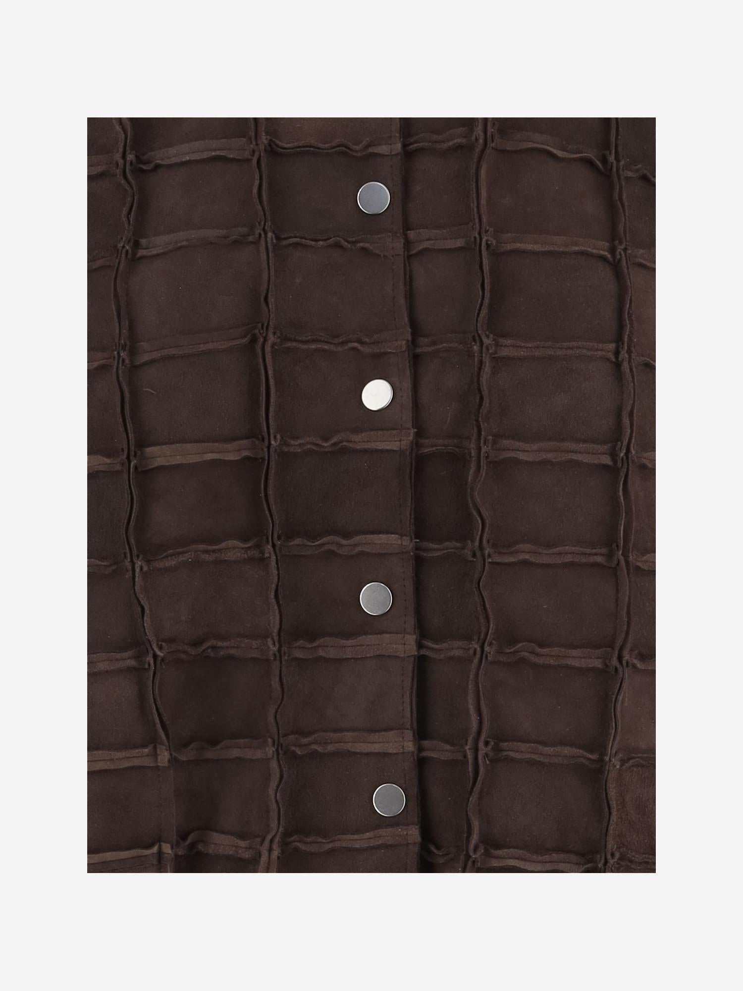 GIUBBOTTO ARMATURA IN PELLE CON MOTIVO QUADRATO T005 LEASQBROWN NICCOLO PASQUALETTI