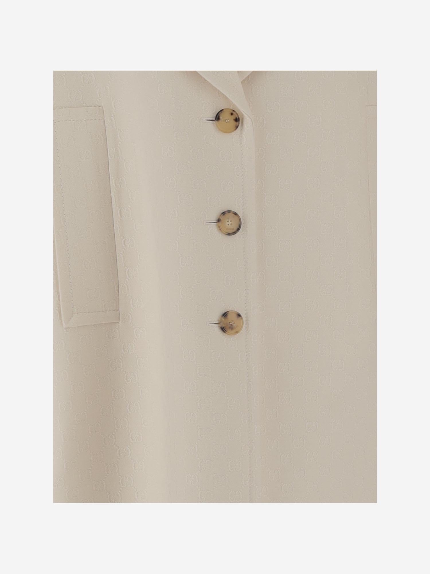 Cappotto monopetto in crêpe di seta e lana GG 828240 Z7APD9854 GUCCI