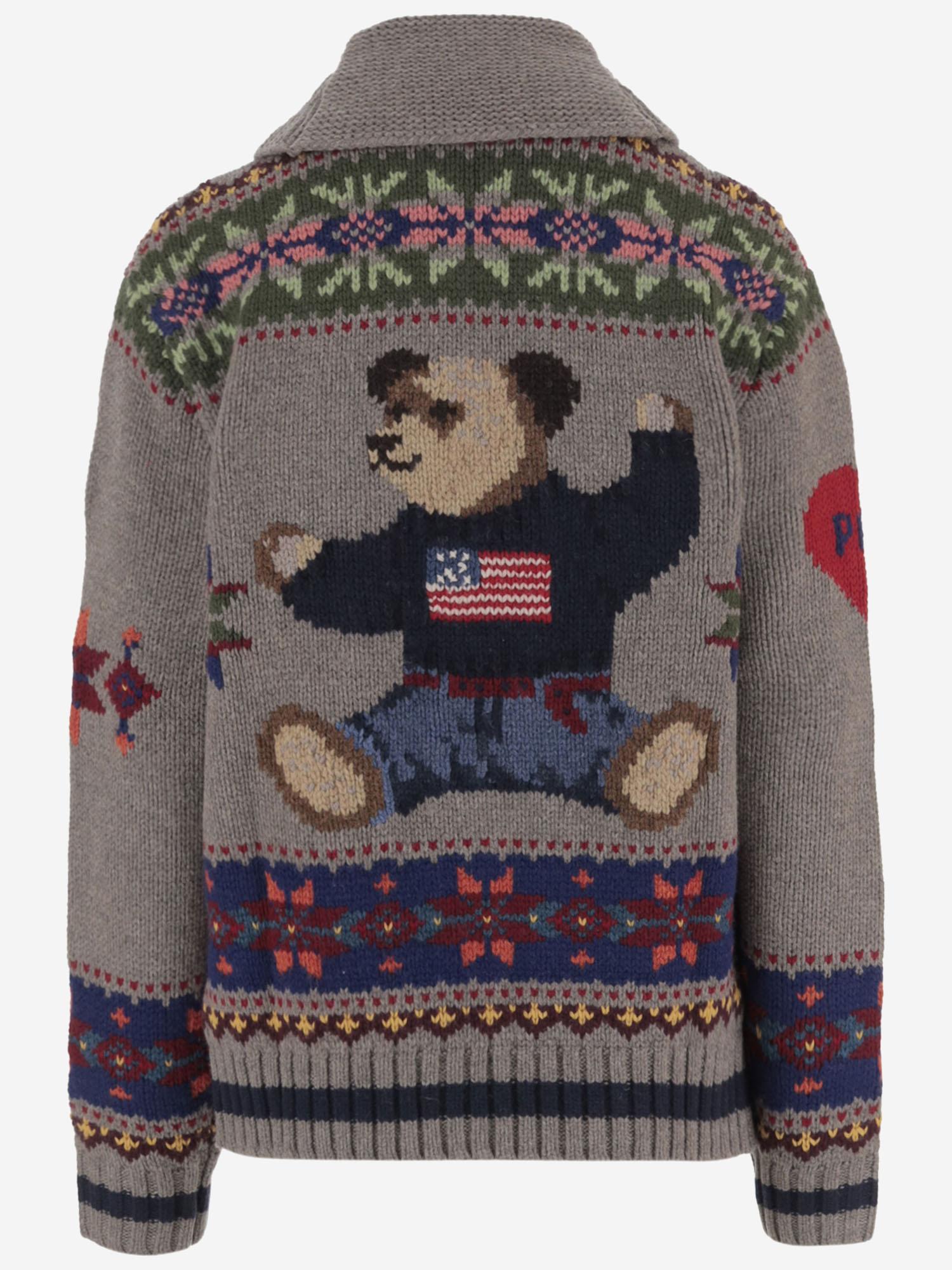 MAGLIONE IN LANA CON STAMPA POLO BEAR E MOTIVO GEOMETRICO 211972140 001 POLO RALPH LAUREN