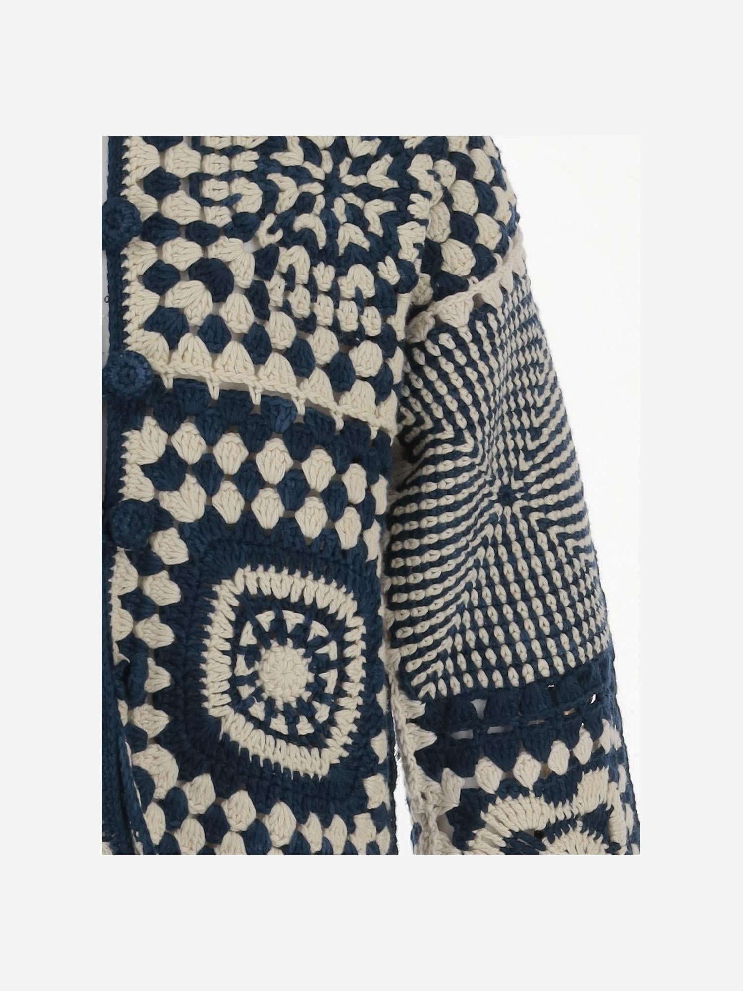 CARDIGAN AFGANO ALL'UNCINETTO IN COTONE K1017S25 438 MISHA & PUFF KIDS