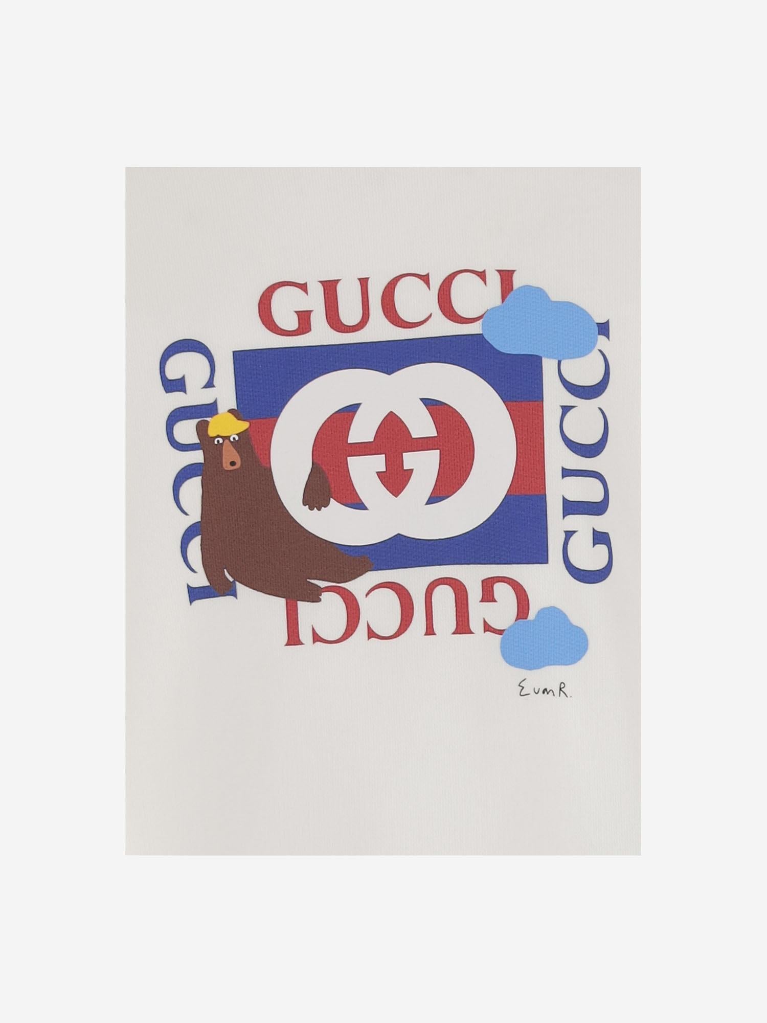 Felpa in cotone con stampa 792071 XJHFE9214 GUCCI KIDS