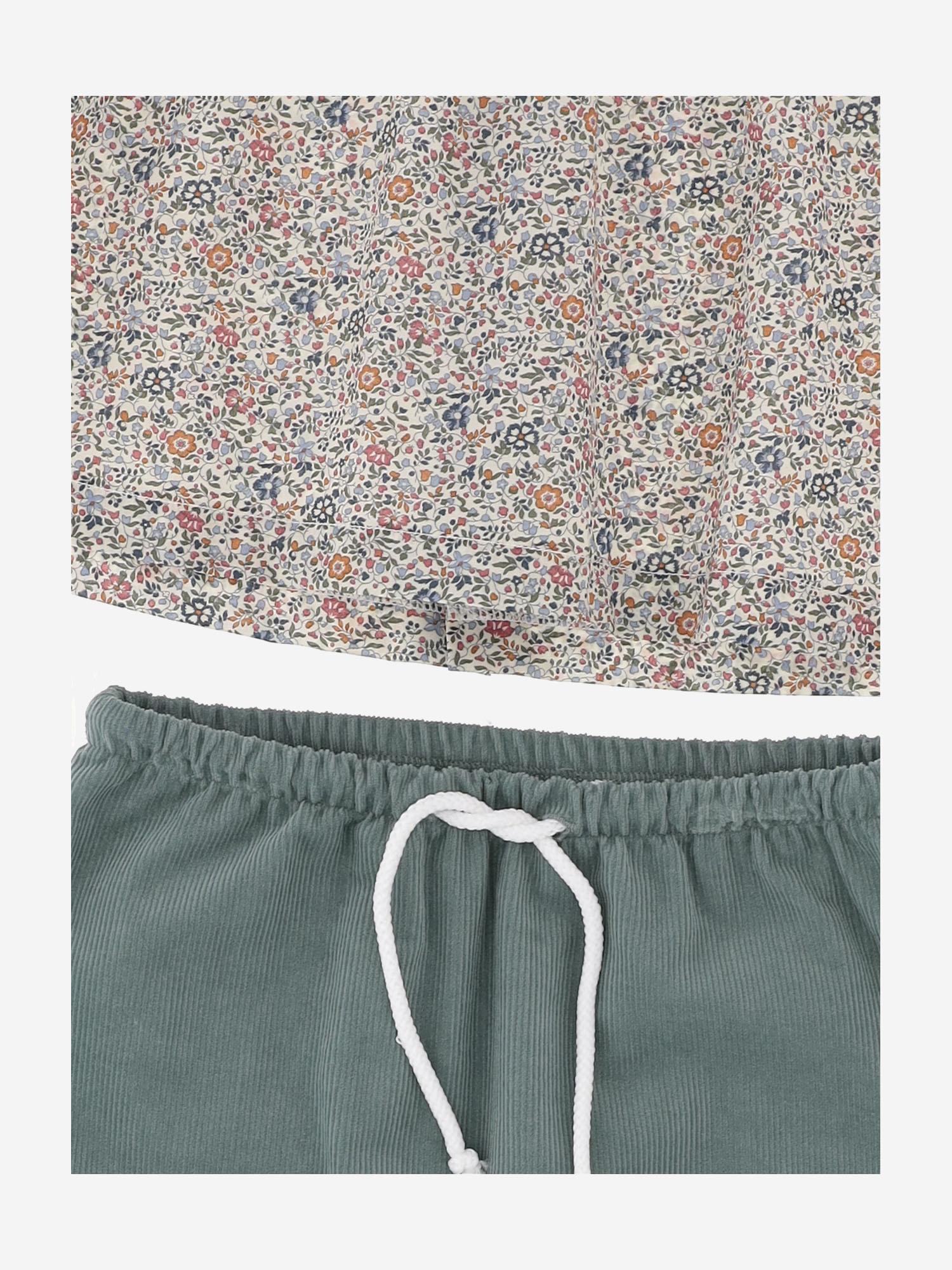 SET MAGLIA FIORI E PANTALONI IN COTONE PABLO 64 NICOLETTA FANNA KIDS