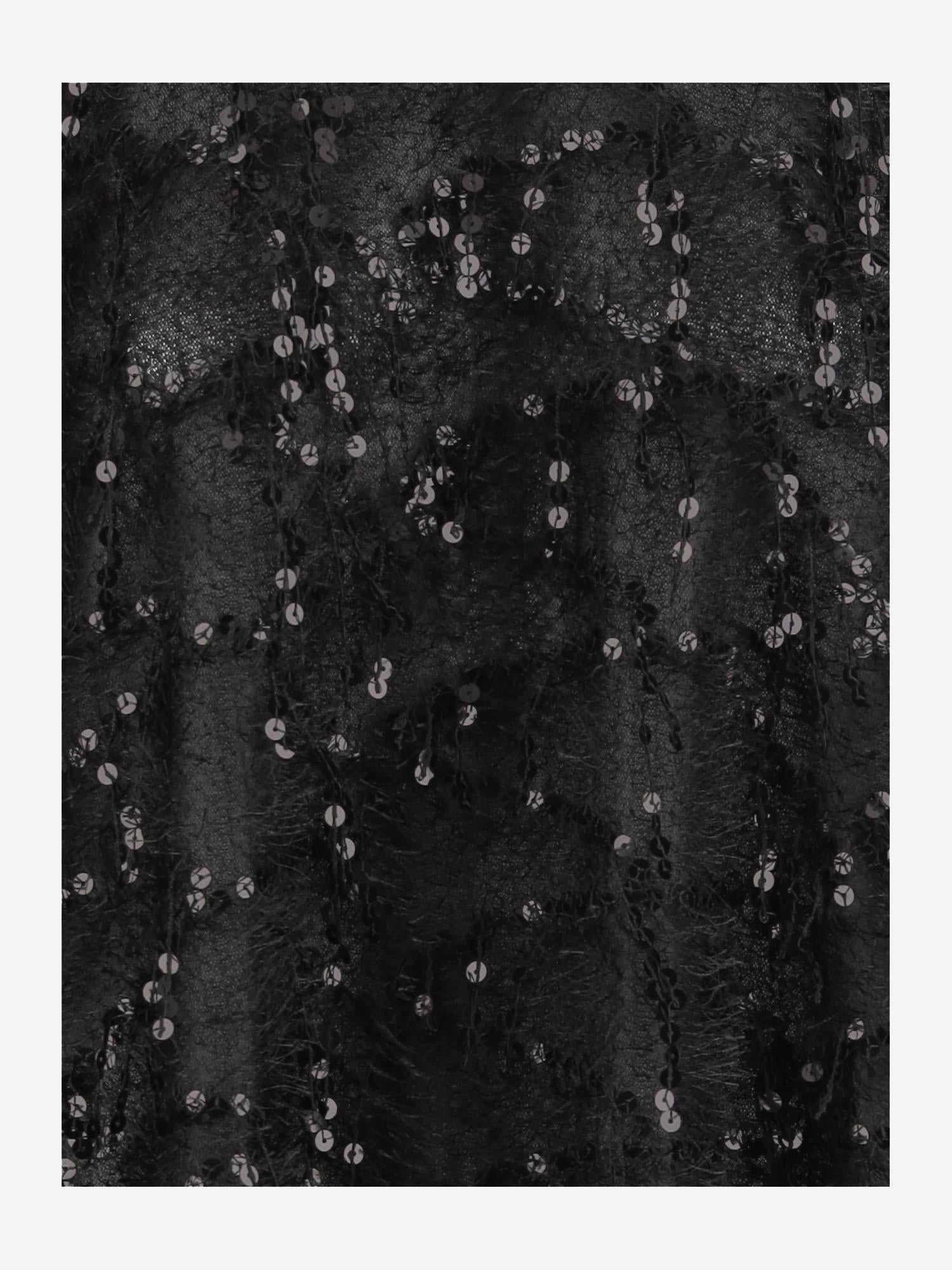 T-SHIRT A MANICHE LUNGHE CON MOTIVO PAILLETTES T004 PESQBLACK NICCOLO PASQUALETTI