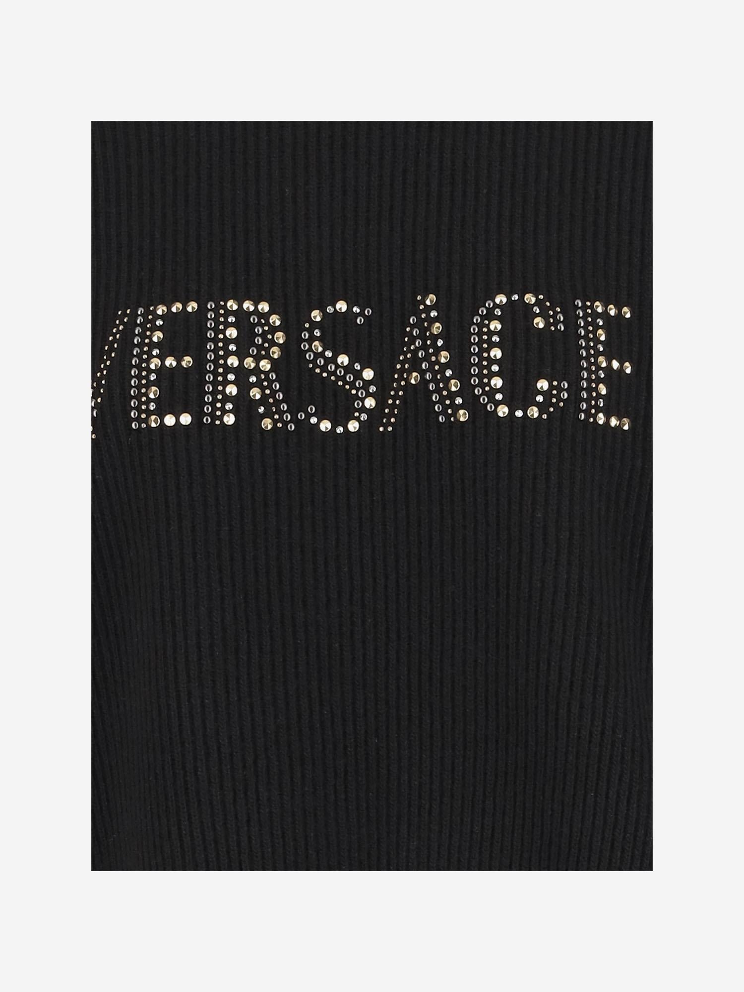 MAGLIONE IN LANA A COSTE CON STUDS 1018589 1A162071B000 VERSACE