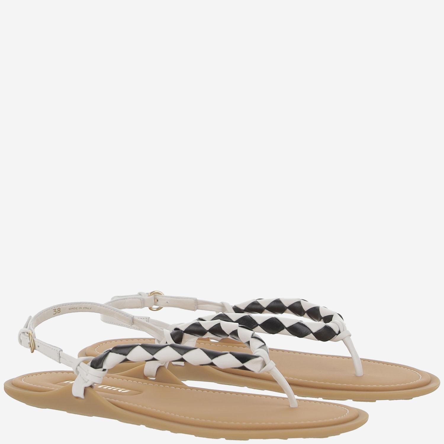 Sandali Riviere in pelle 5Y408E 2CSPF0964 MIU MIU