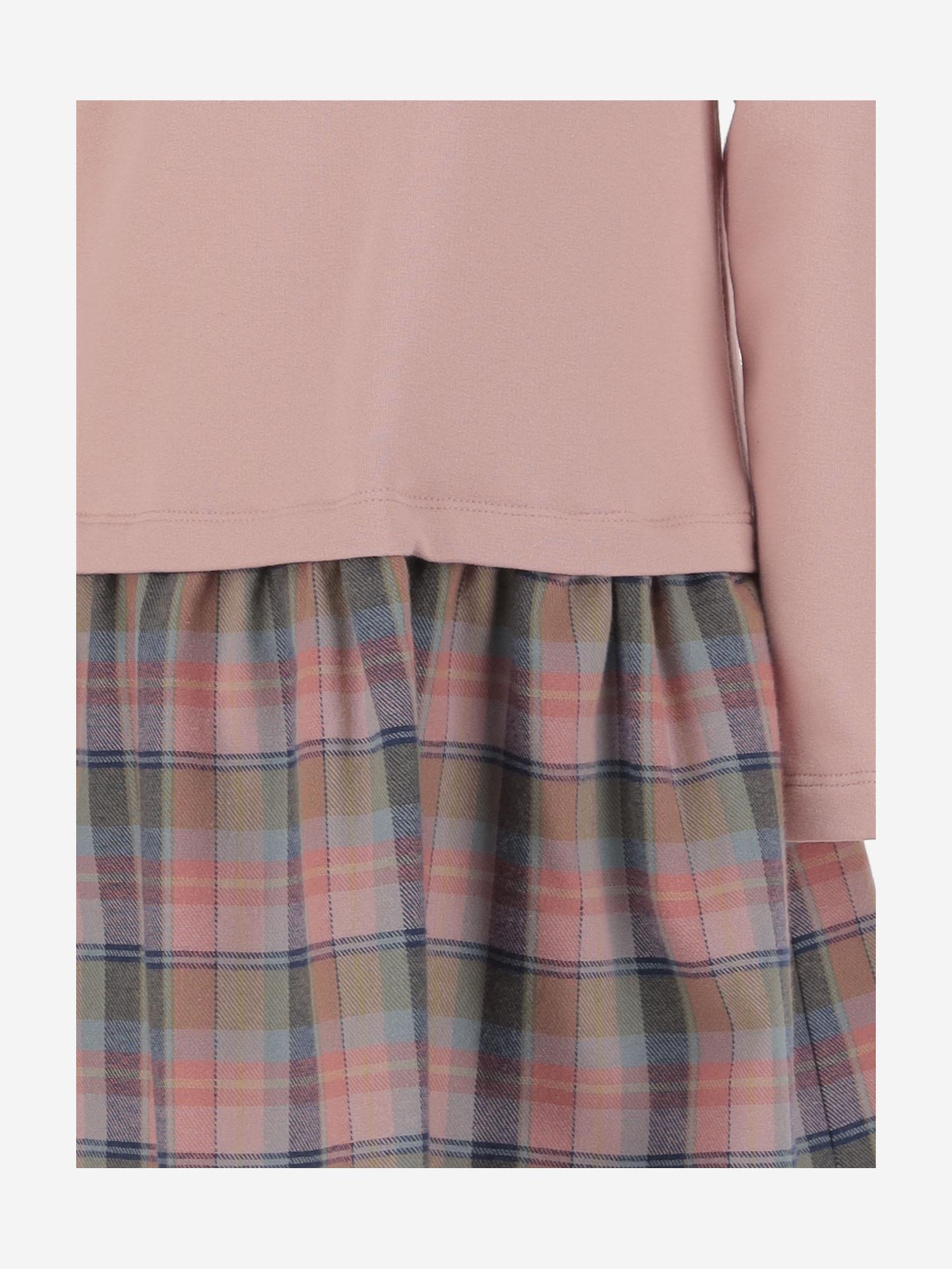 ABITO CON COLLETTO ARRICCIATO E GONNA CHECK MITARUCHE 12 NICOLETTA FANNA KIDS