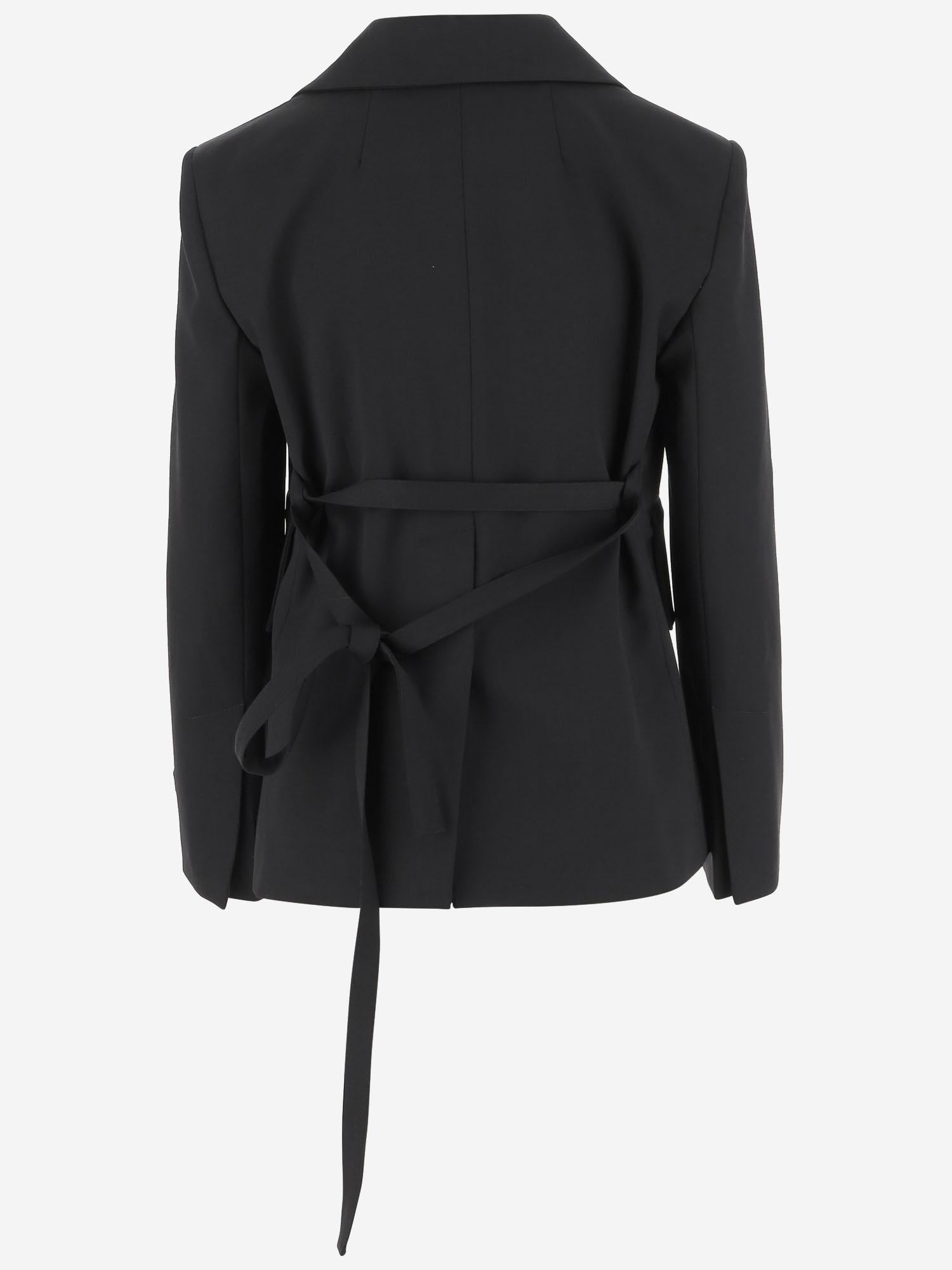 Giacca sartoriale con cintura in lana JA0350103 999B PATOU