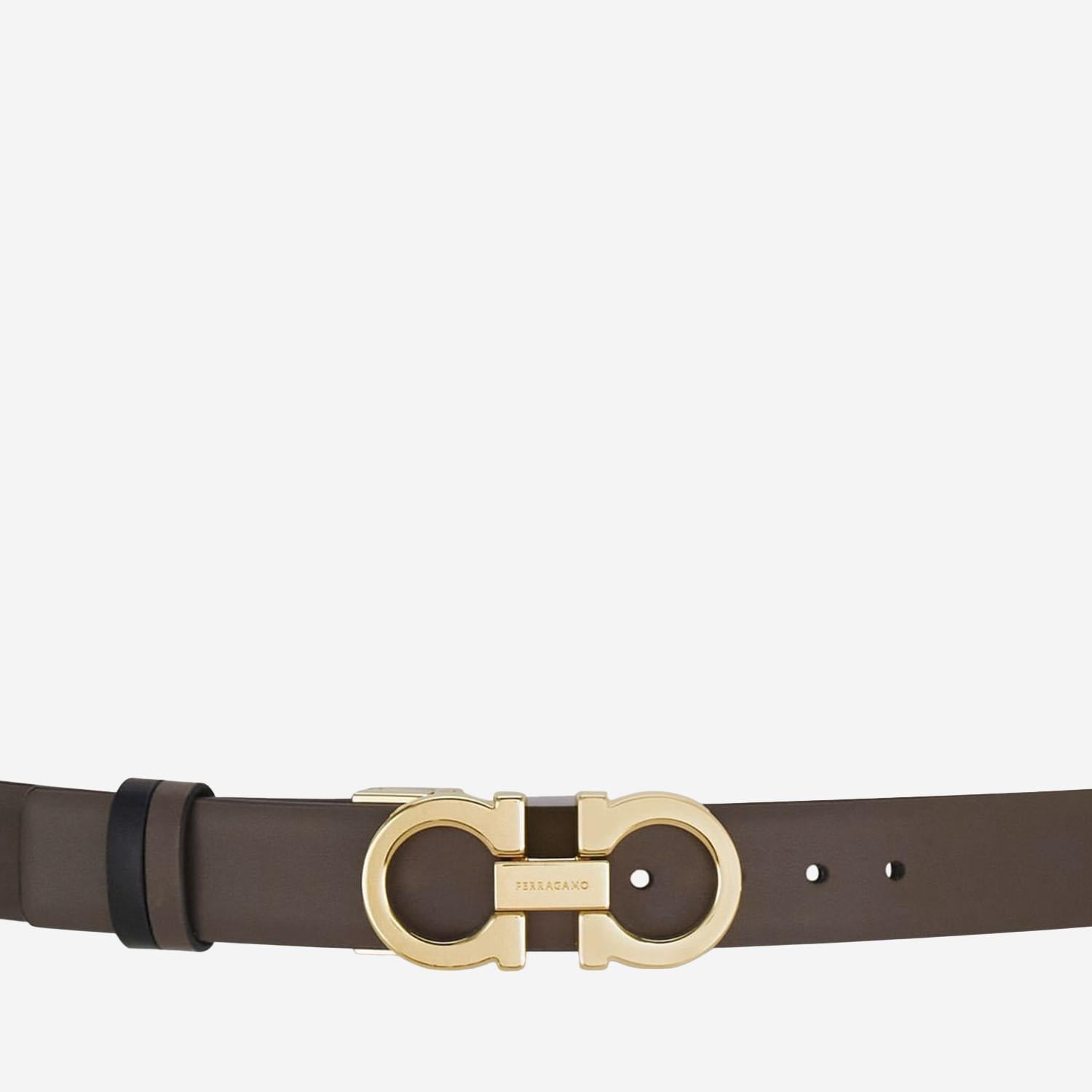 CINTURA GANCINI REVERSIBILE 23A565 832CONCRETENERO SALVATORE FERRAGAMO