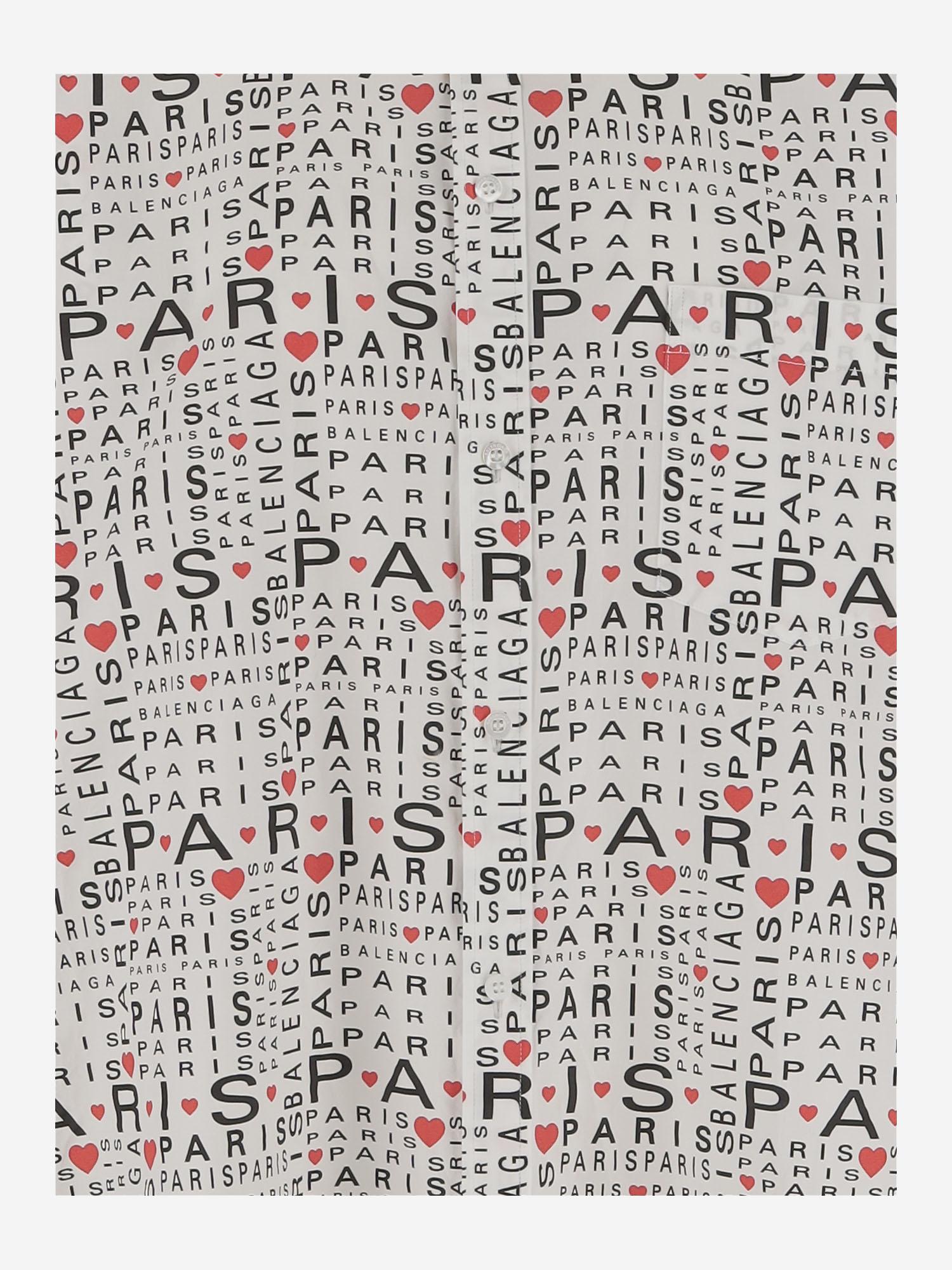 CAMICIA IN COTONE CON MOTIVO I LOVE PARIS 68170 2TRLH79065 BALENCIAGA