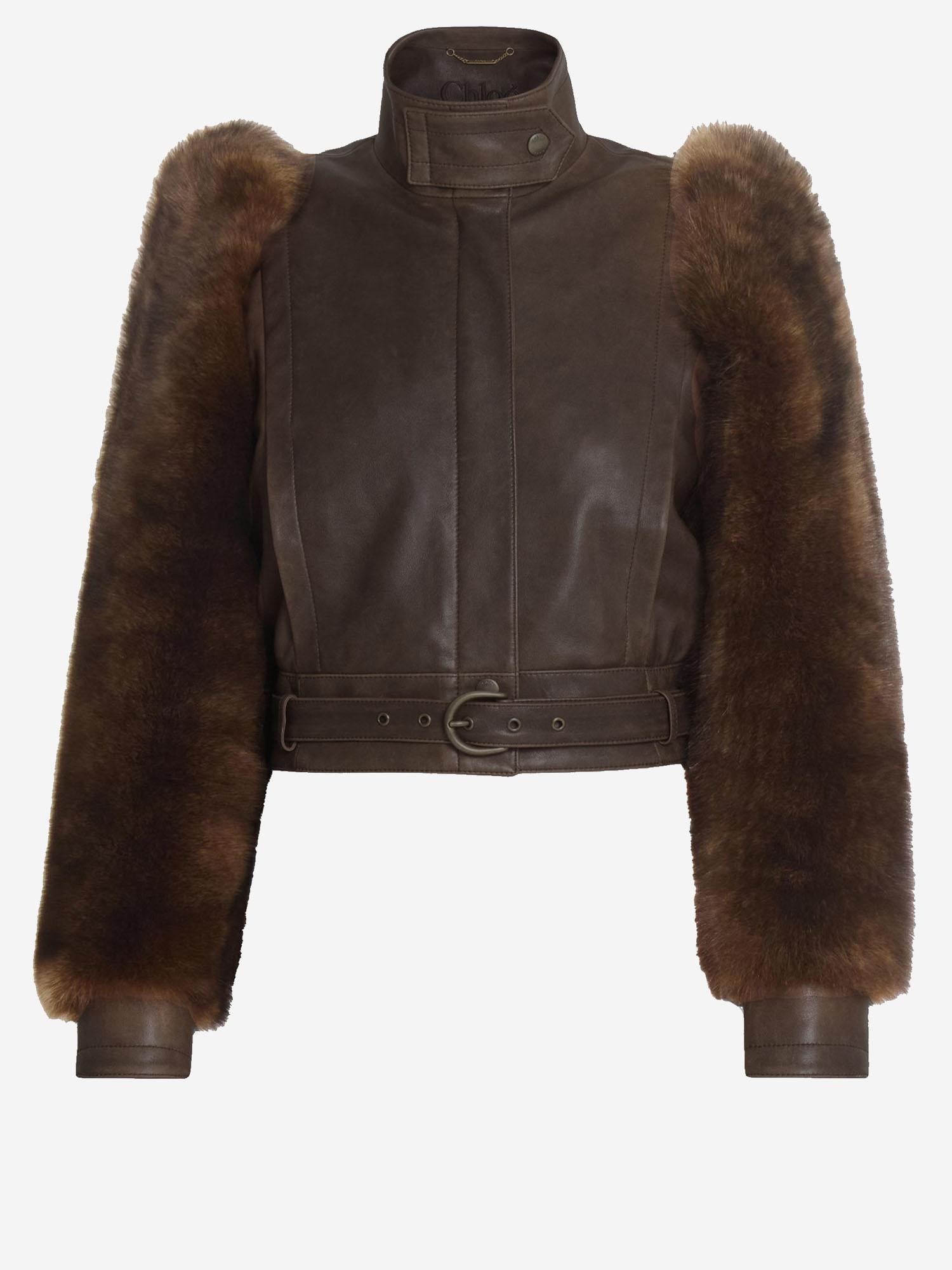 Giacca corta a collo alto in pelle CH25ACV43206 28D CHLOE
