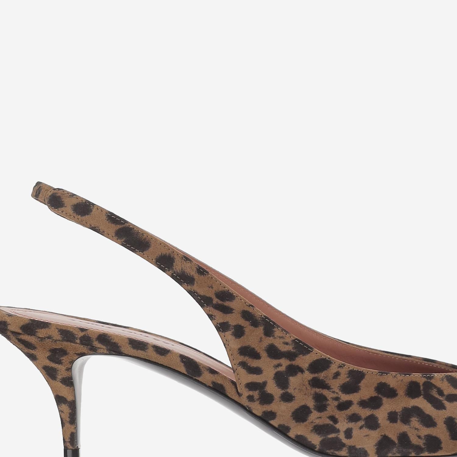 SLINGBACK ANOK IN SUEDE ANOKSLING LEOPARD AMINA MUADDI