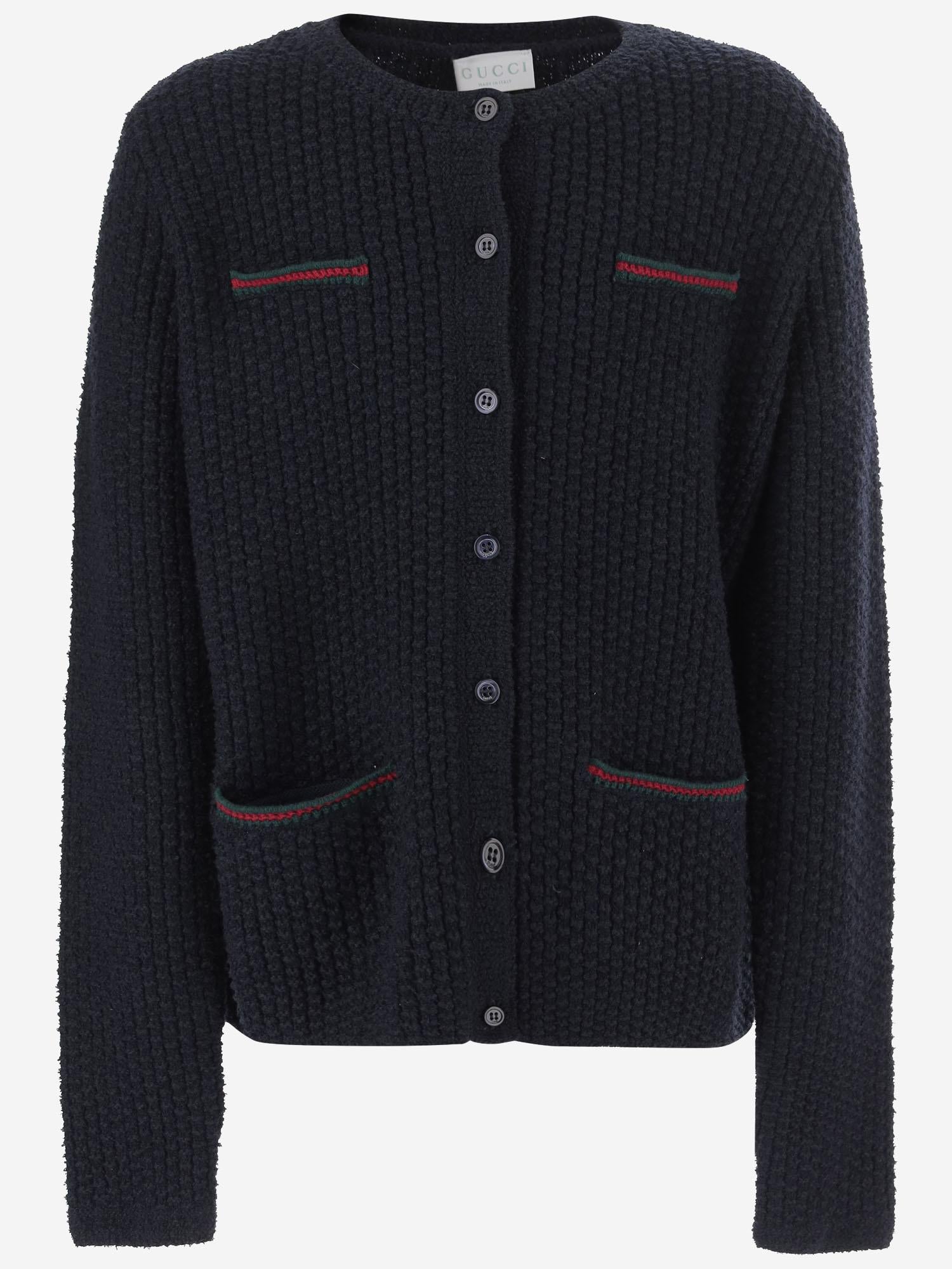 CARDIGAN IN MISTO COTONE E LANA CON DETTAGLI WEB 828452 XKEZ54180 GUCCI KIDS