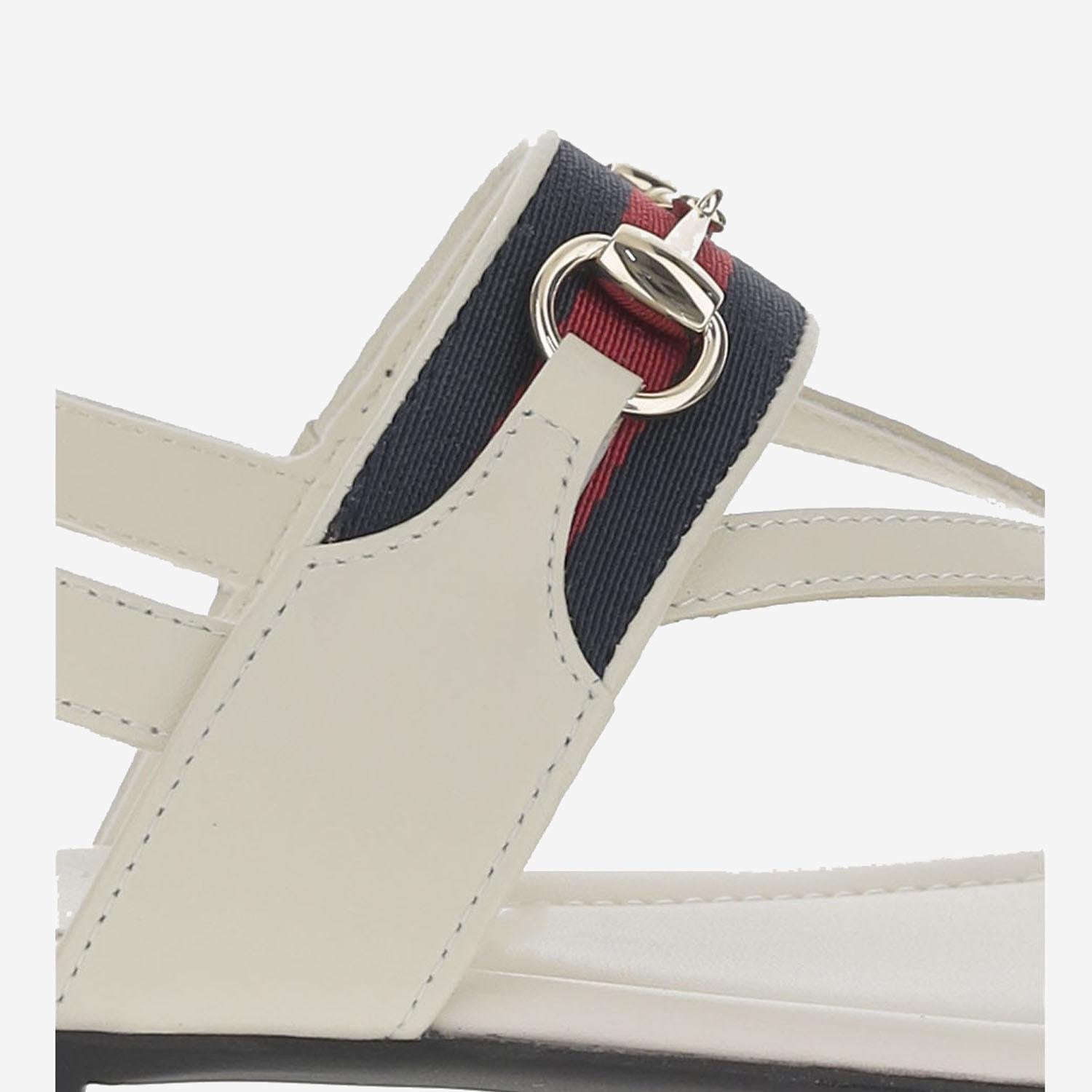 Sandalo in pelle con web 812668 AAEDL9047 GUCCI KIDS