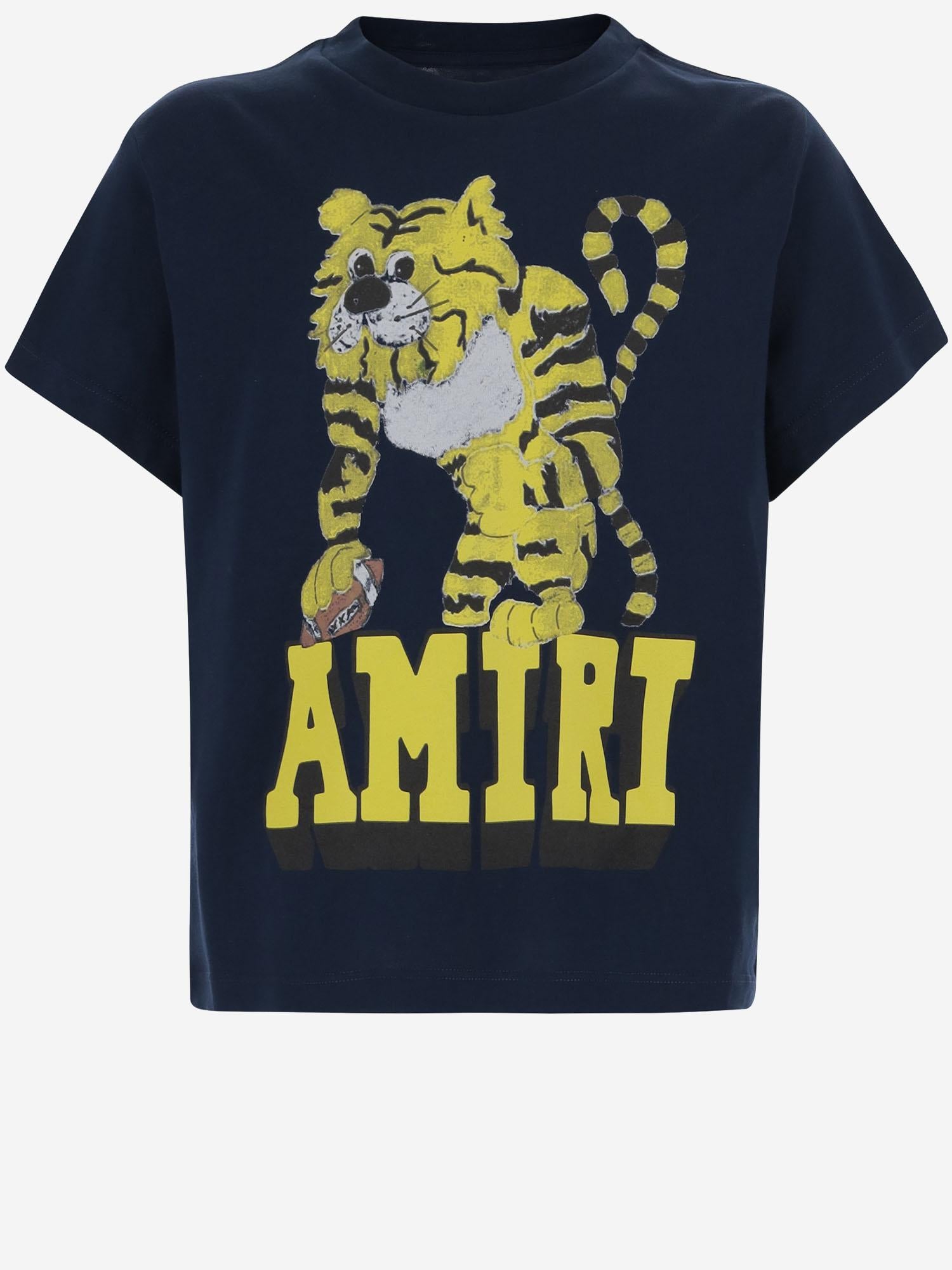 T-SHIRT IN COTONE CON STAMPA LOGO AKJYTE 1037Midnight Blue AMIRI KIDS