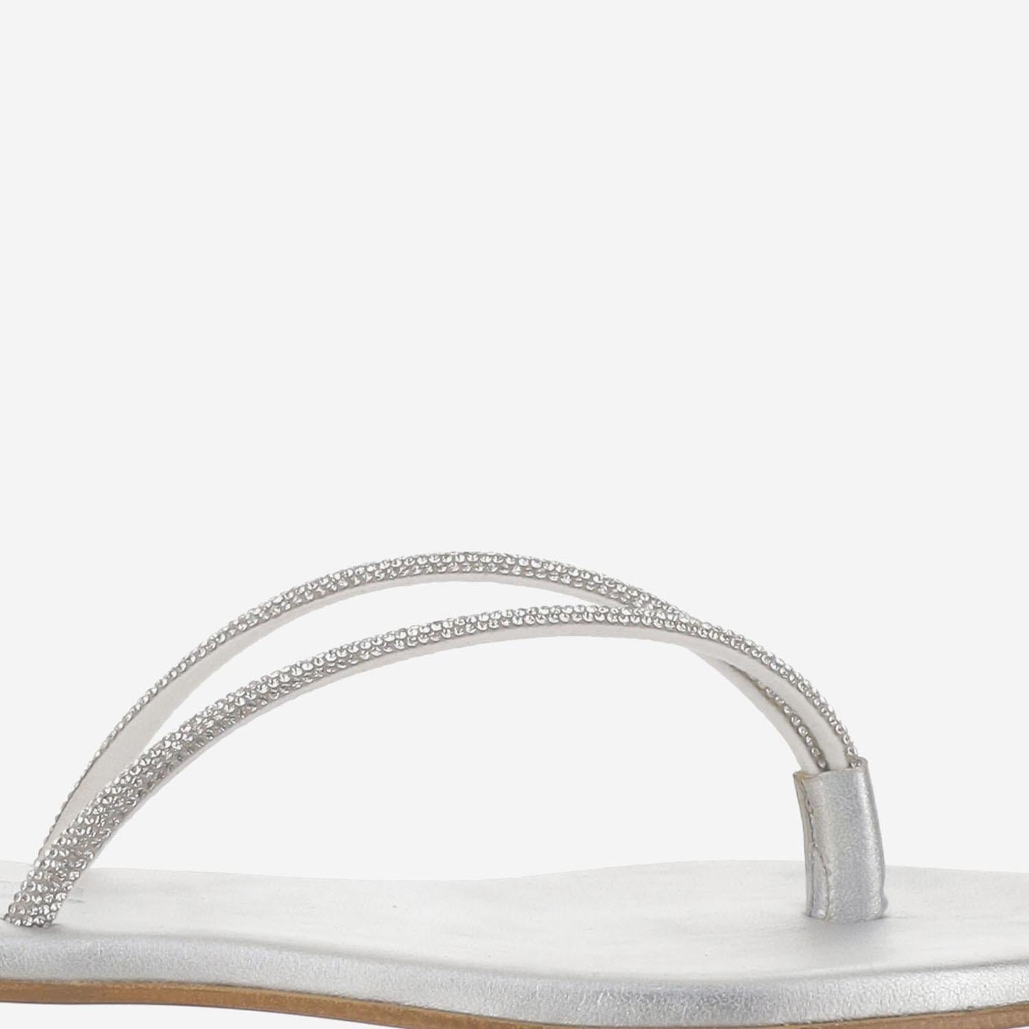 SANDALI IN PELLE CON STRASS<BR/> BALOS SILVER KIMA
