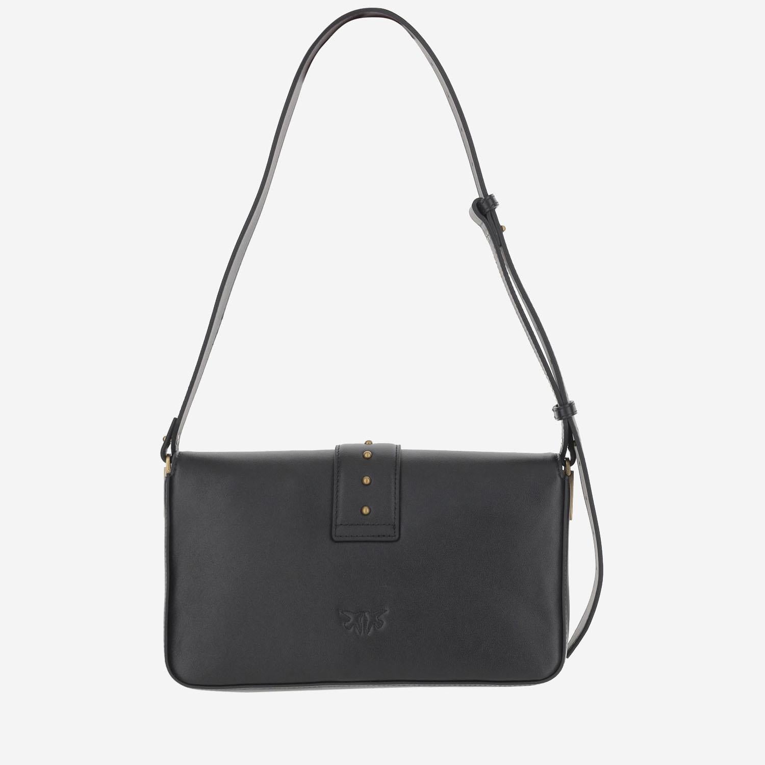 BORSA A SPALLA IN PELLE CON LOGO 104524 A0QOZ99Q PINKO