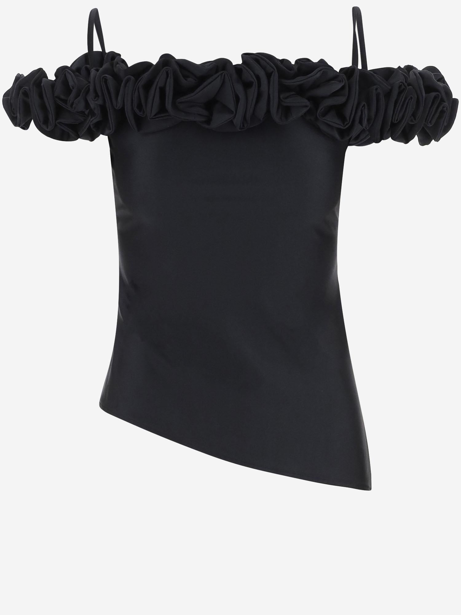 TOP IN JERSEY STRETCH CON ROUCHES COPT79F5001 BLK COPERNI