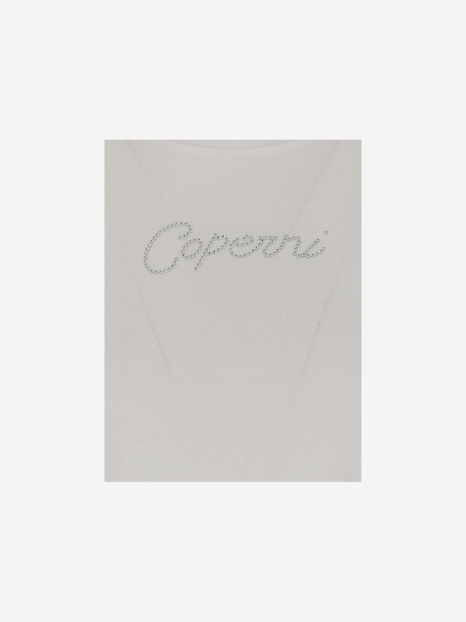 T-SHIRT IN COTONE CON LOGO IN STRASS COPJS07CRF5017 WHT COPERNI