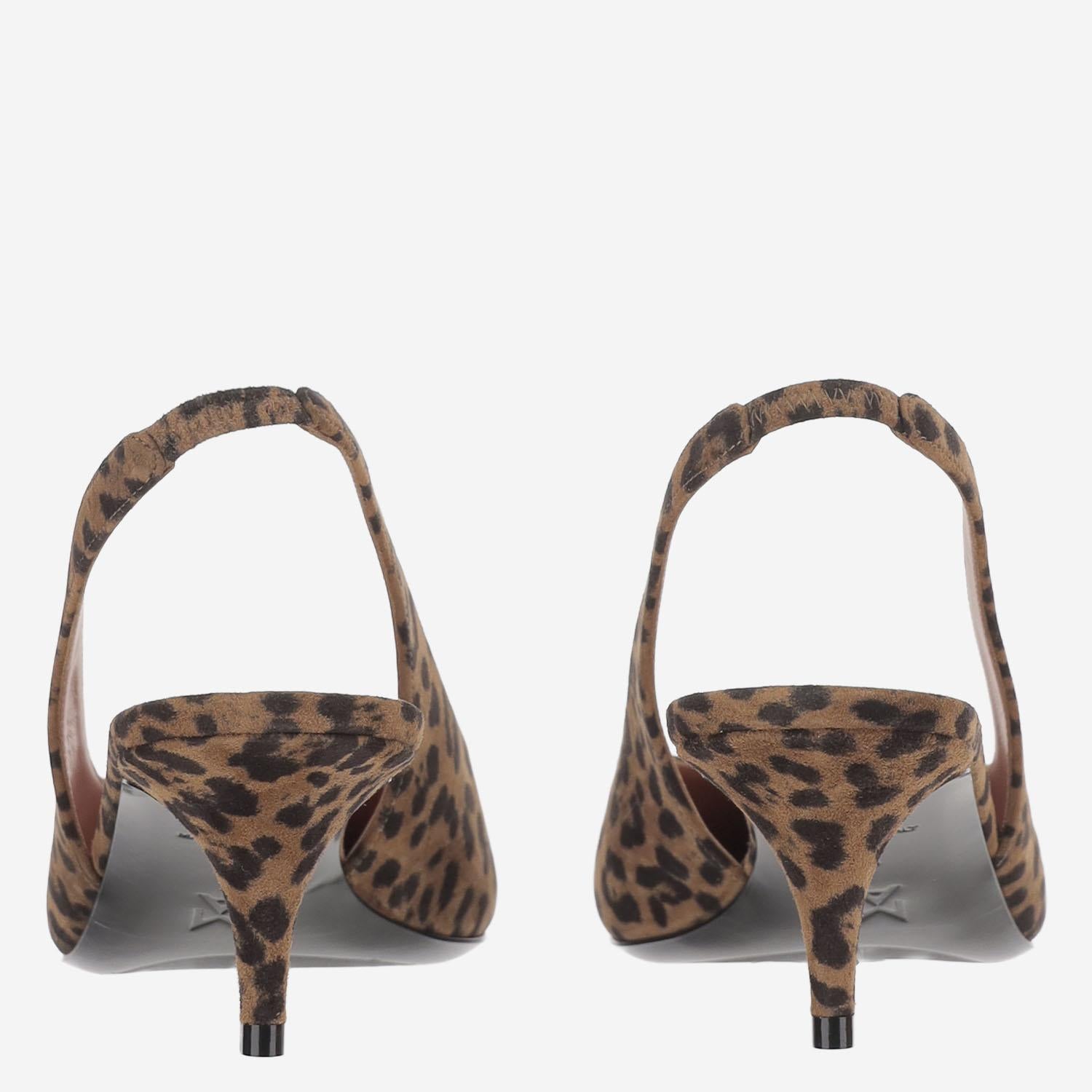 SLINGBACK ANOK IN SUEDE ANOKSLING LEOPARD AMINA MUADDI