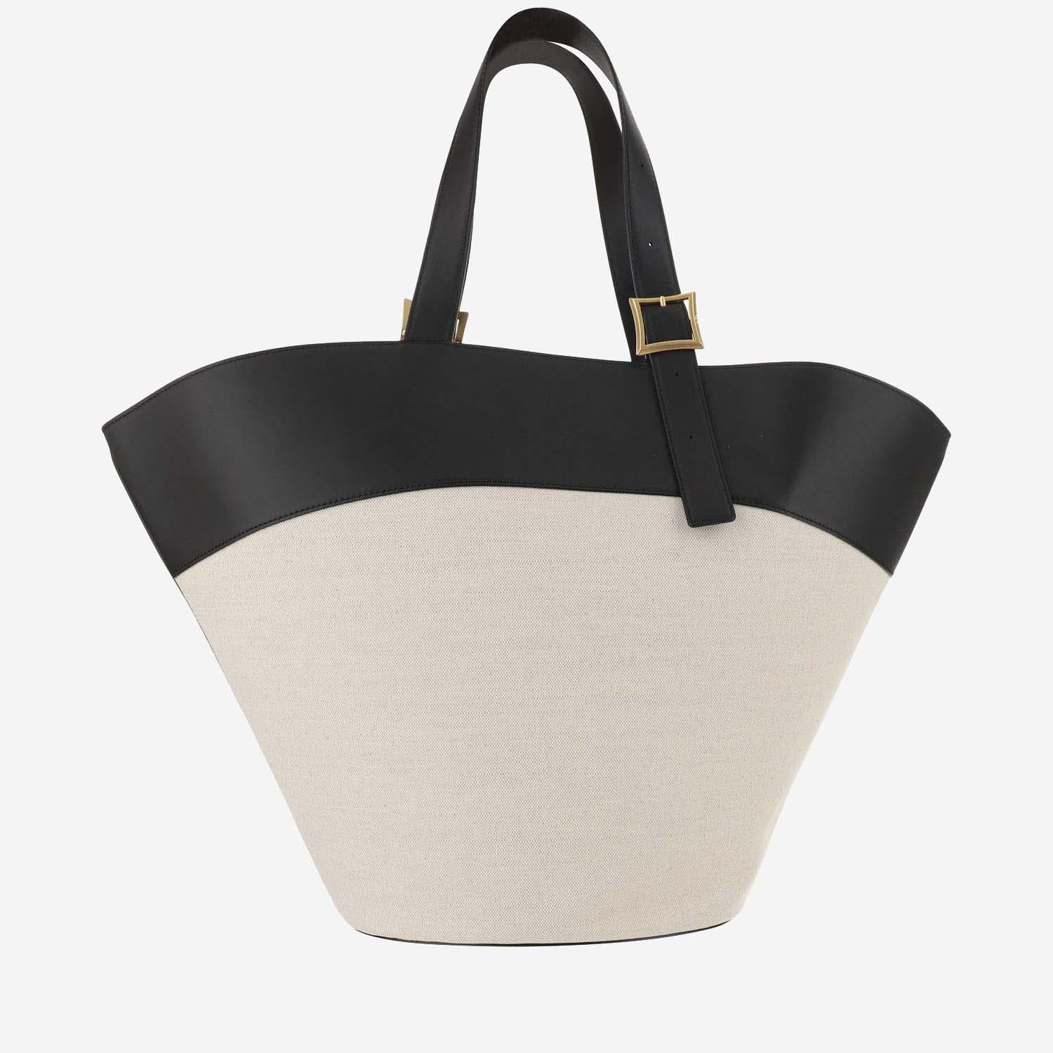 BORSA A SPALLA HIMMEL IN TELA DI COTONE E PELLE MWPESAC01 BK MCM