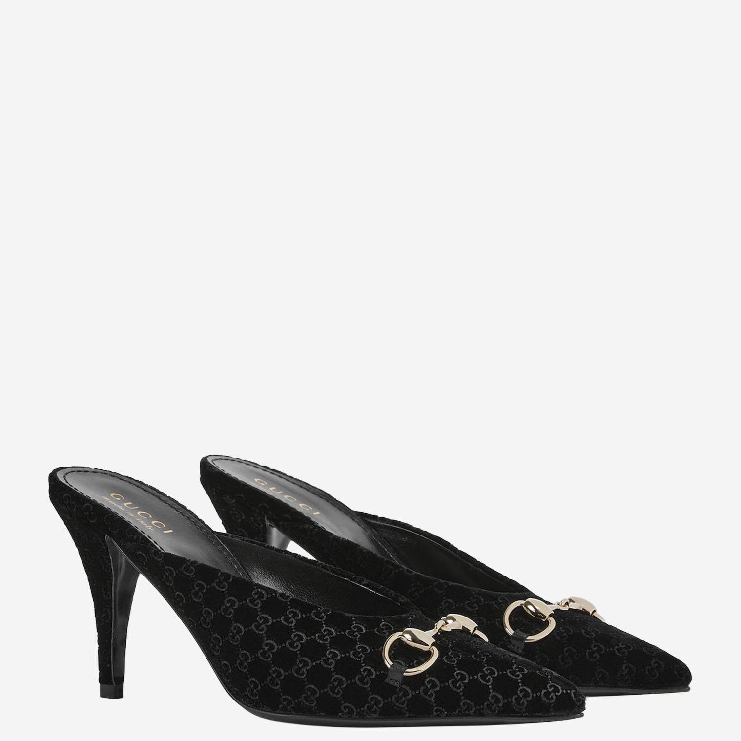 Sabot in velluto con Morsetto dorato 835739 FAETG1000 GUCCI