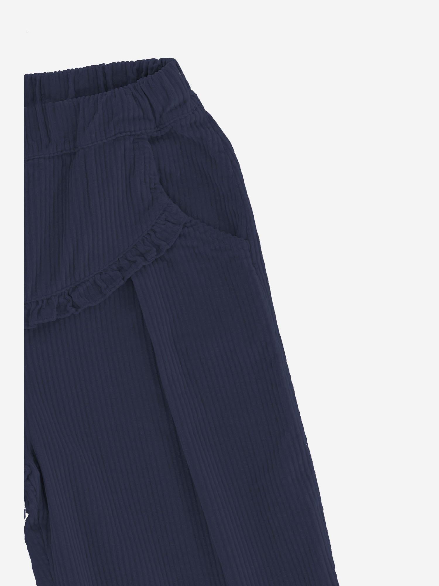 PANTALONI IN COTONE CON VOLANT DECORATIVO 25W150 DARKBLUE 1+ IN THE FAMILY KIDS