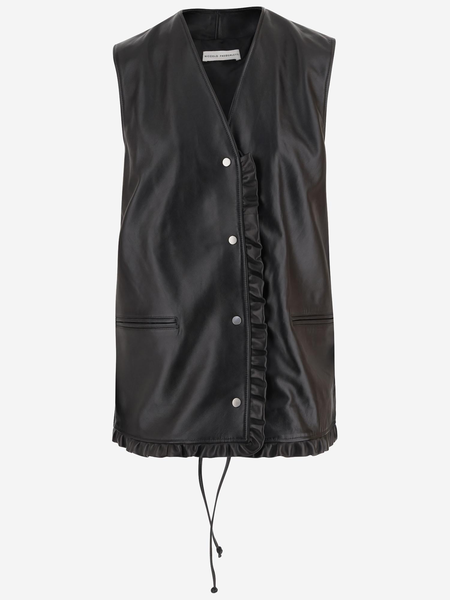 GILET LEA GALA IN PELLE J013 LEADARKBROWN NICCOLO PASQUALETTI