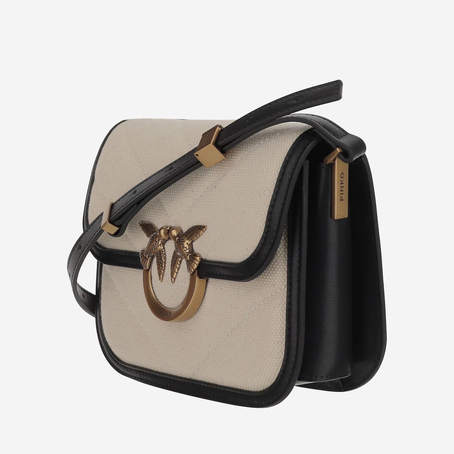 Borsa squadrata Love Bag in canvas e pelle 104297 A2C7CZ9Q PINKO
