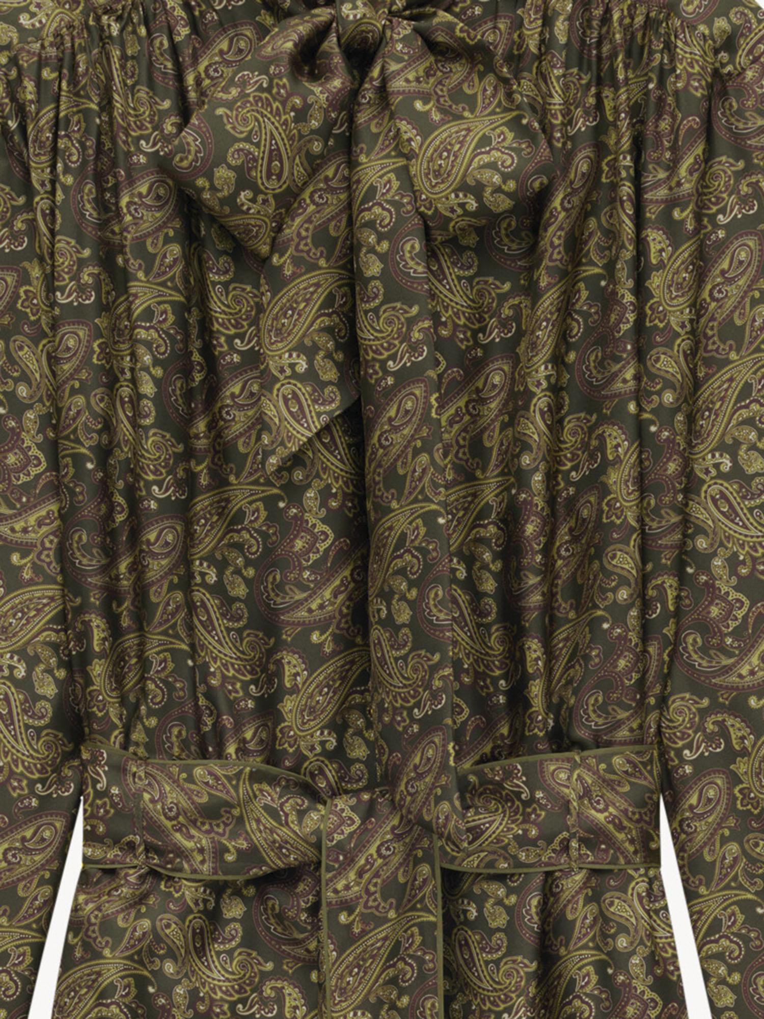Abito in twill di seta motivo paisley 830263 Y6K901355 SAINT LAURENT
