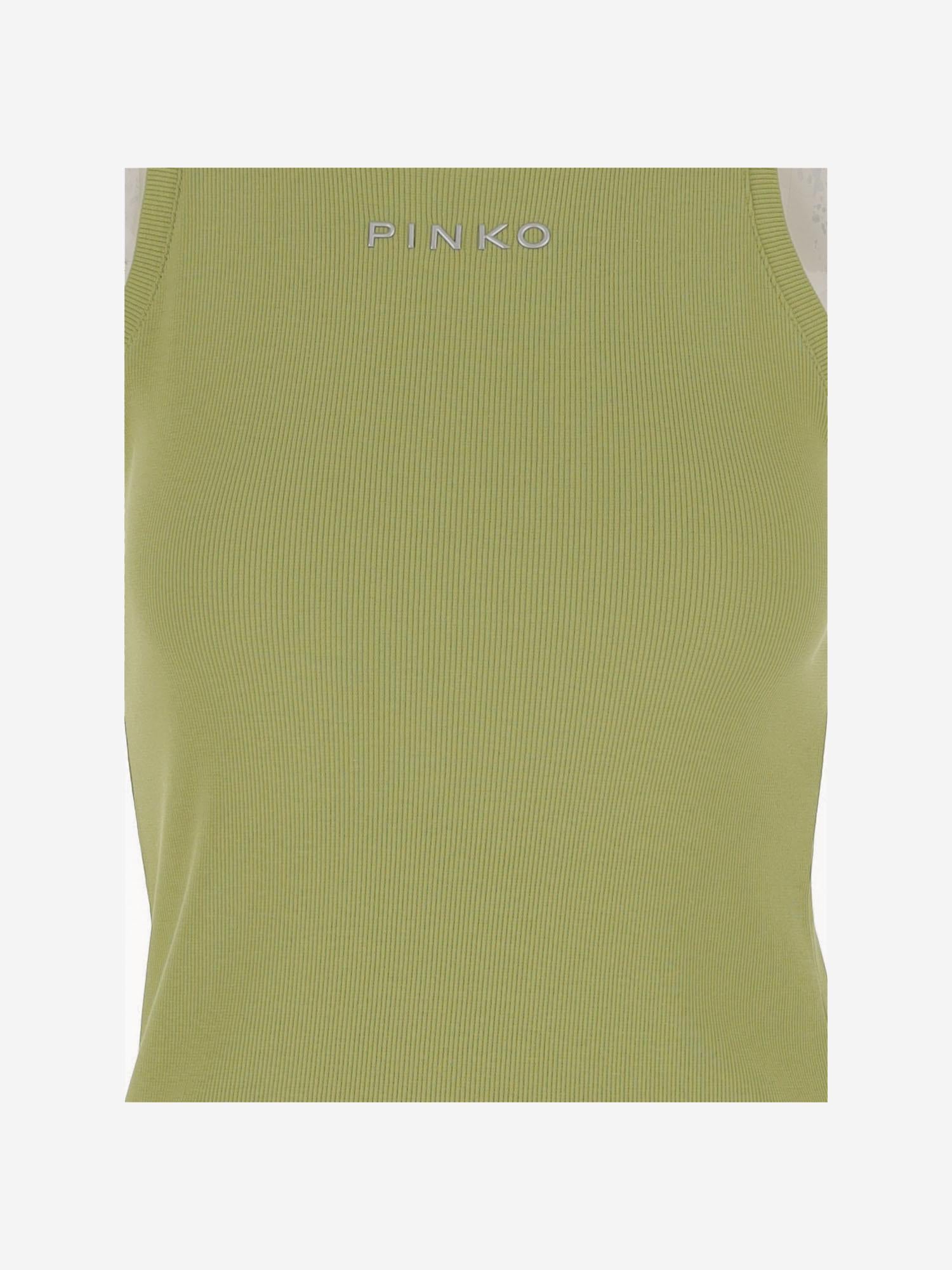 TANK TOP IN COTONE STRETCH CON LOGO 100822 A2C1T52 PINKO