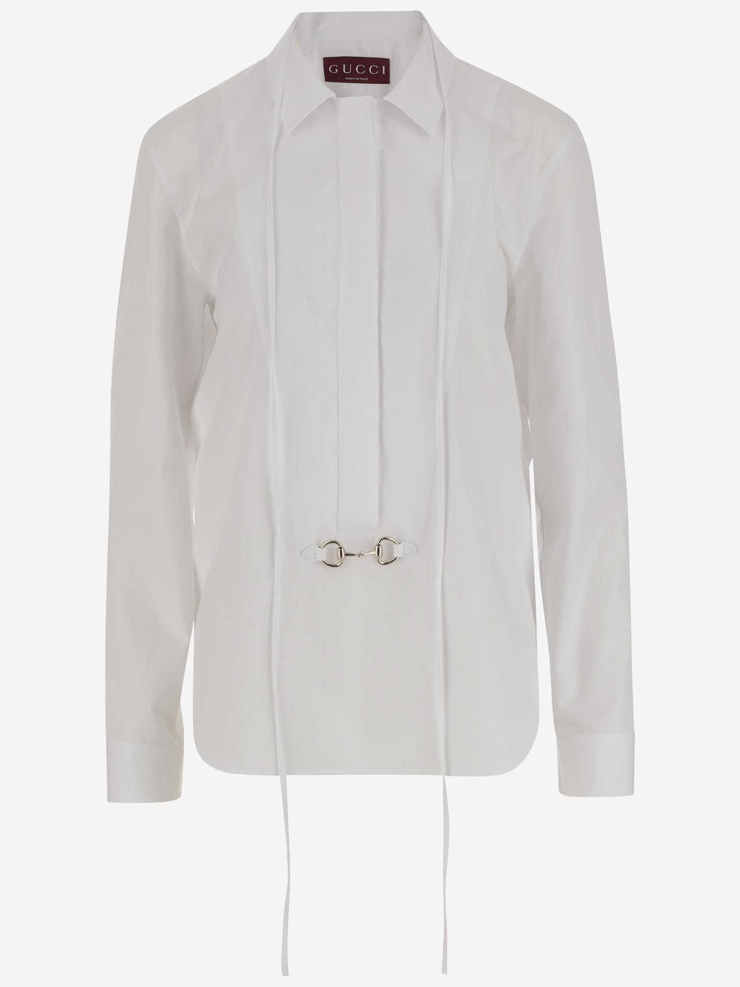 CAMICIA IN POPELINE DI COTONE CON MORSETTO 831912 Z8B2P9000 GUCCI