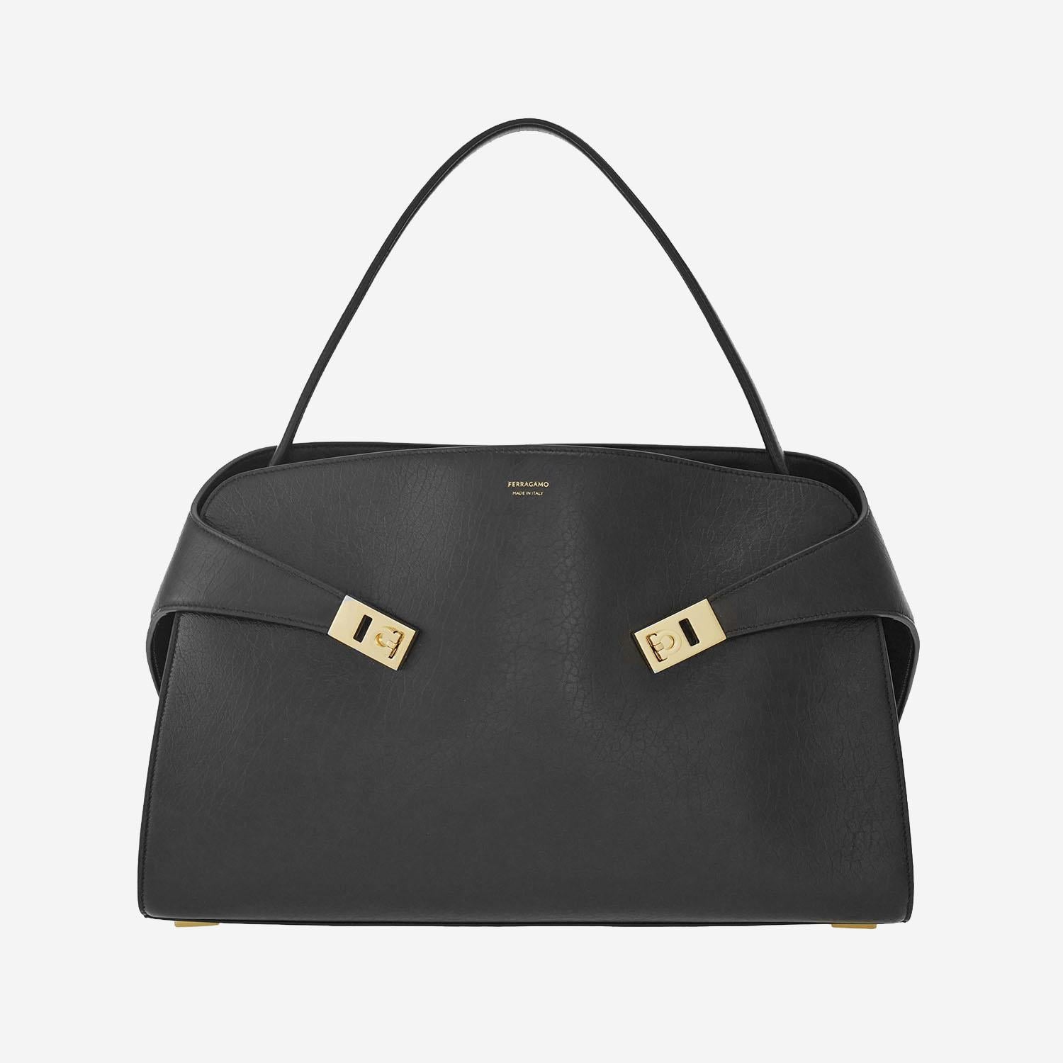 BORSA A SPALLA HUG SOFT 219816 007NEROBORGOGNA SALVATORE FERRAGAMO
