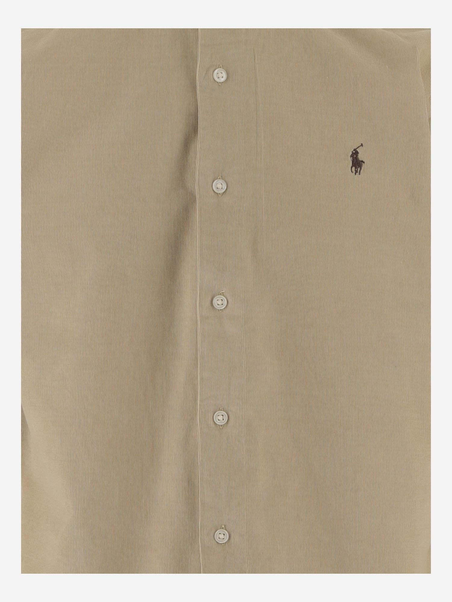 Camicia in velluto a coste beige 710P00518 004 POLO RALPH LAUREN