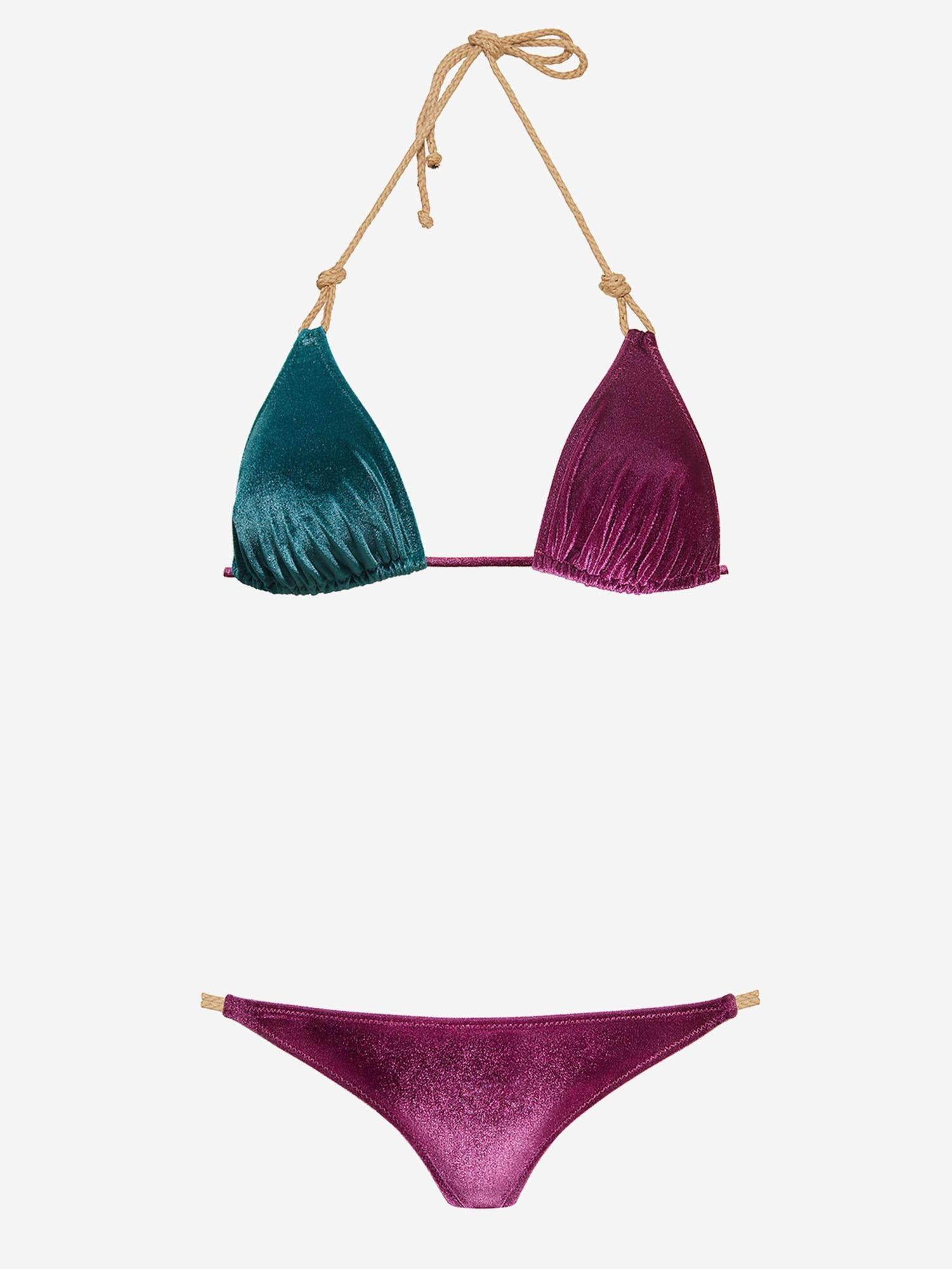 COSTUME DA BAGNO VENUS CON MOTIVO COLOR-BLOCK VENUSVELVET PETROLIOBORDEAUX VVIDI