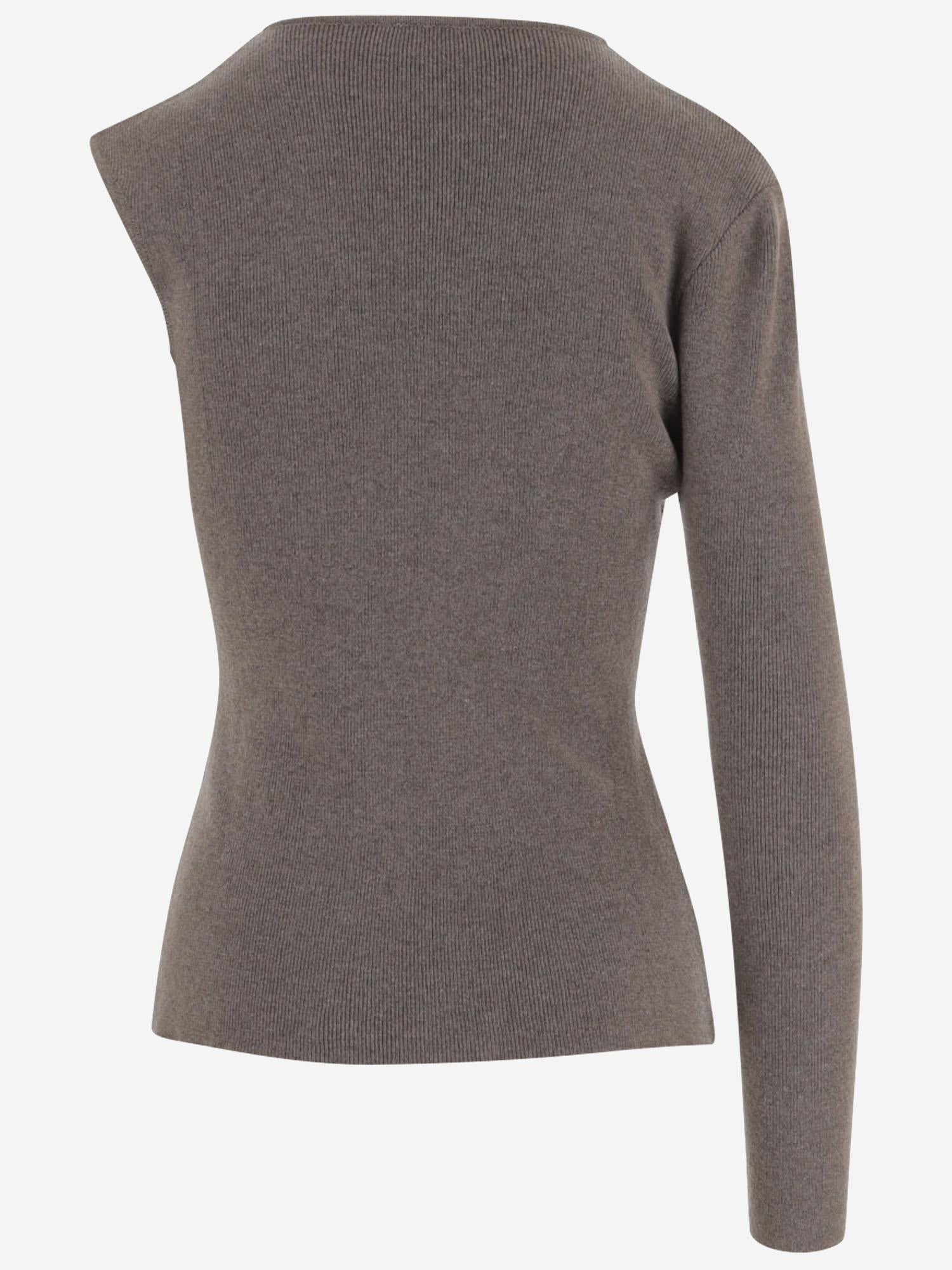 MAGLIONE ASIMMETRICO IN LANA CON COLLO ALTO E DRAPPEGGIO LATERALE 321925 BEIGE MAGDA BUTRYM