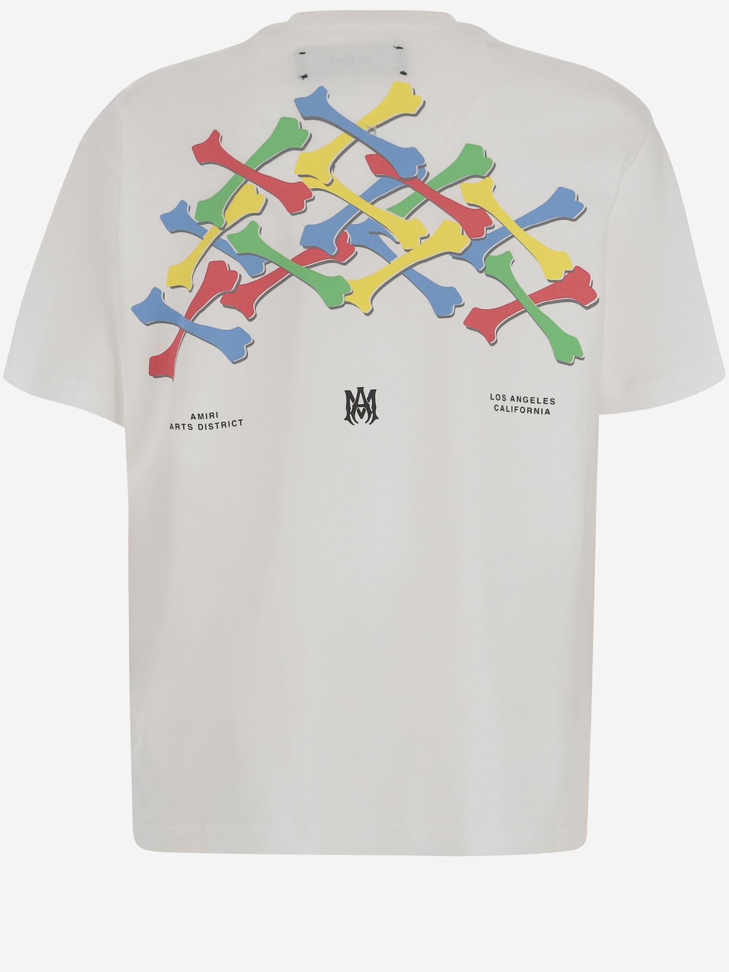 T-SHIRT IN COTONE CON STAMPA E LOGO AKJYTE 1036Ivory AMIRI KIDS
