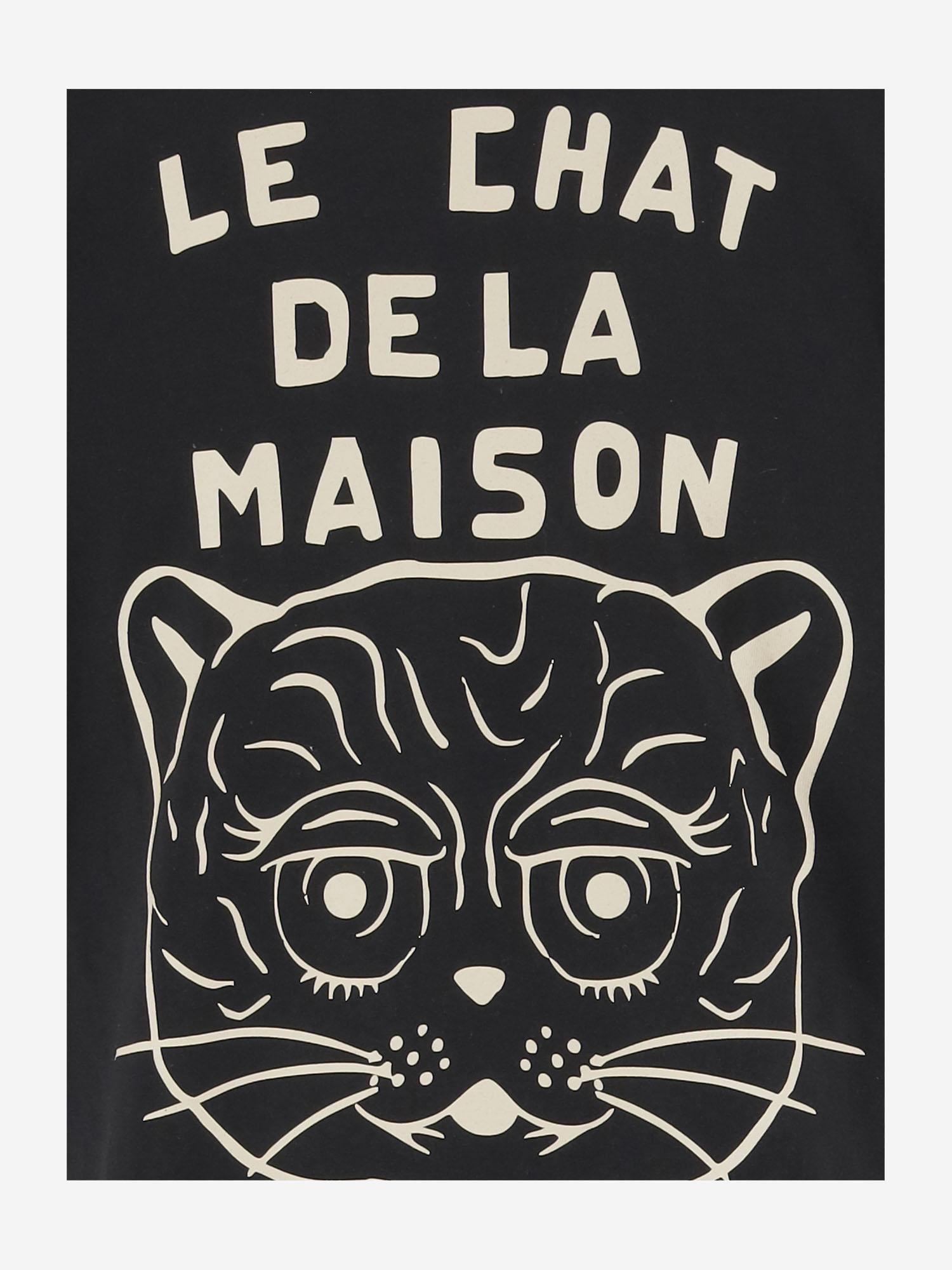 T-SHIRT IN COTONE STAMPATO CHAT DE LA MAISON 7V3MG16P B329RA VALENTINO