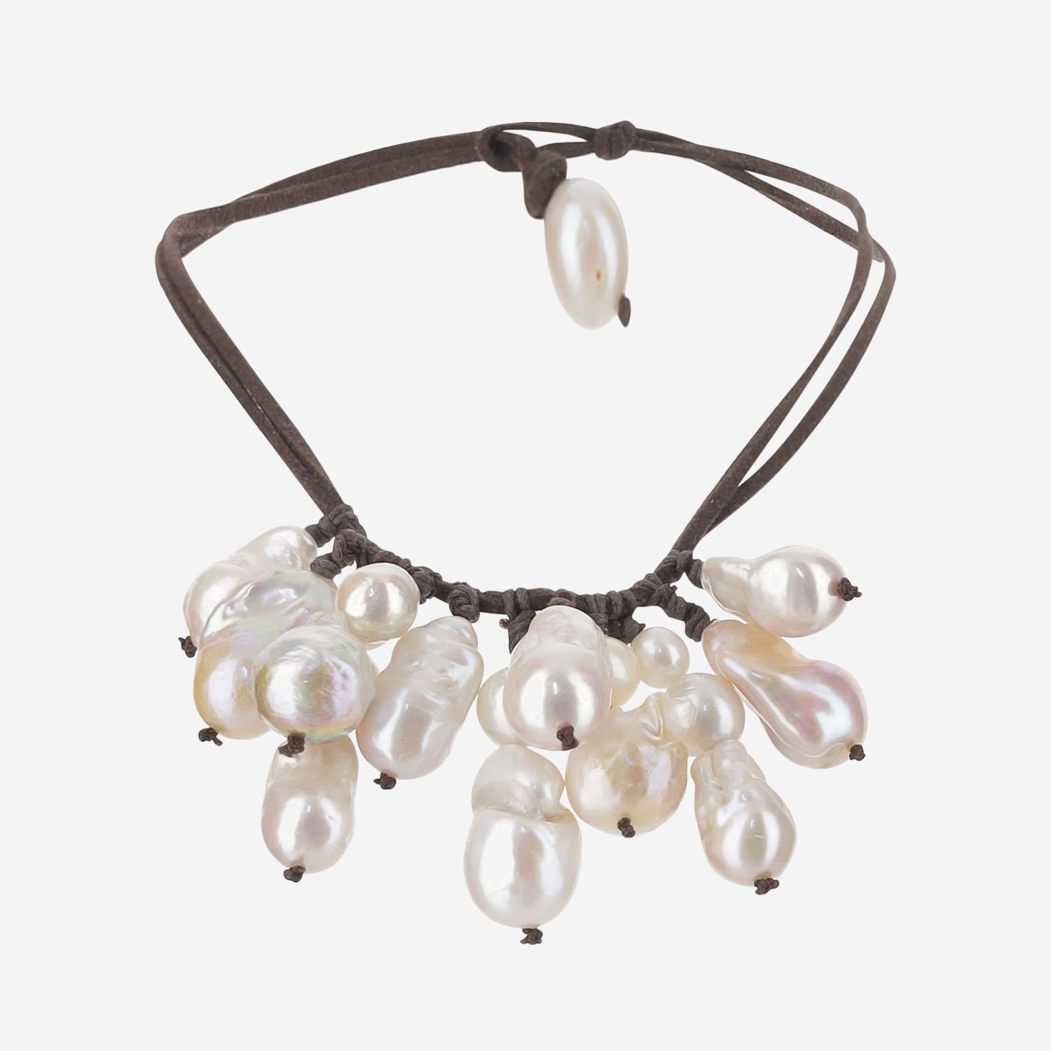COLLANA in suede CON perle bianche VNMVN3 MELA