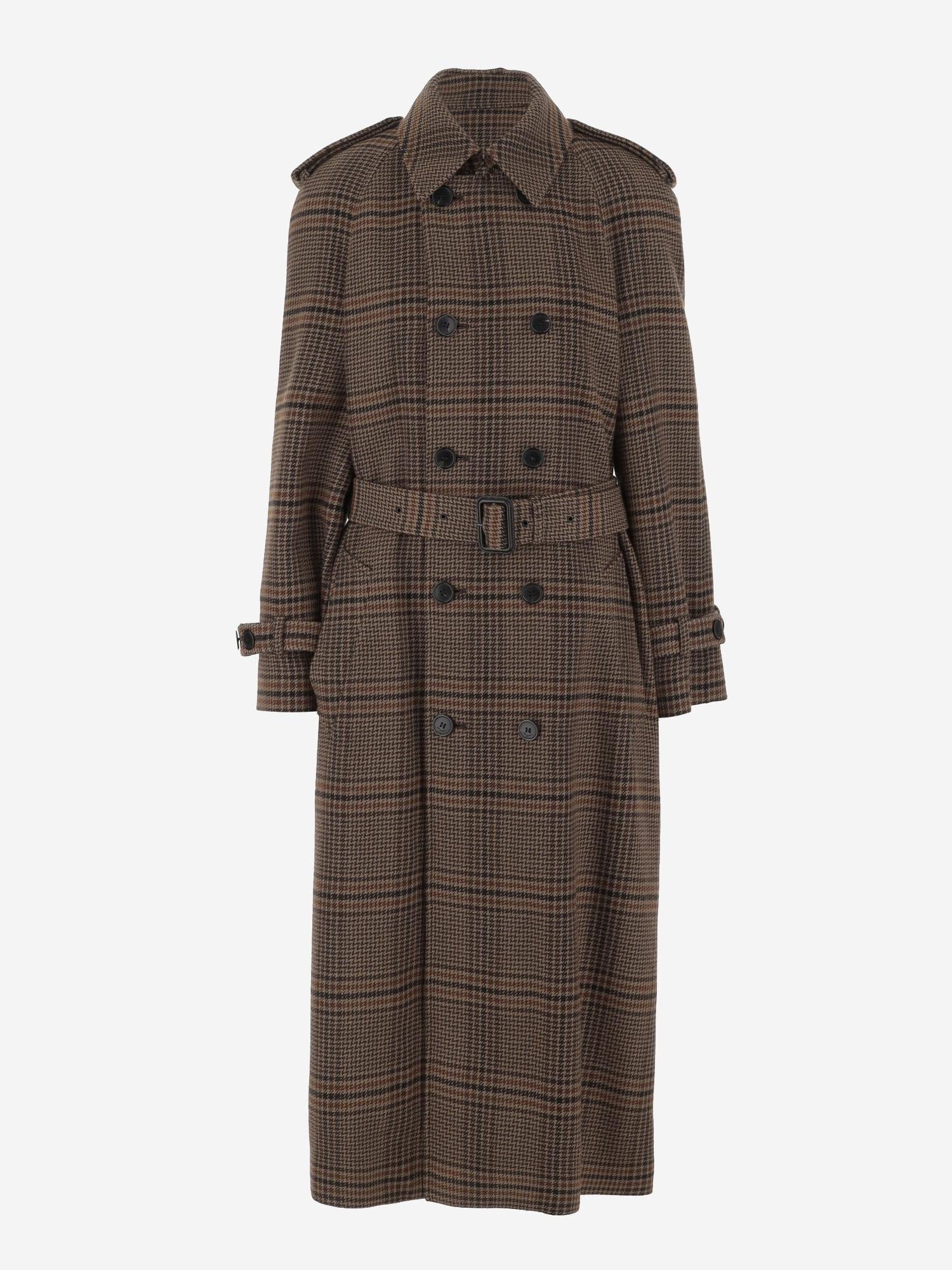CAPPOTTO LUNGO IN LANA CON MOTIVO CHECK 831610 Y9I702849 SAINT LAURENT