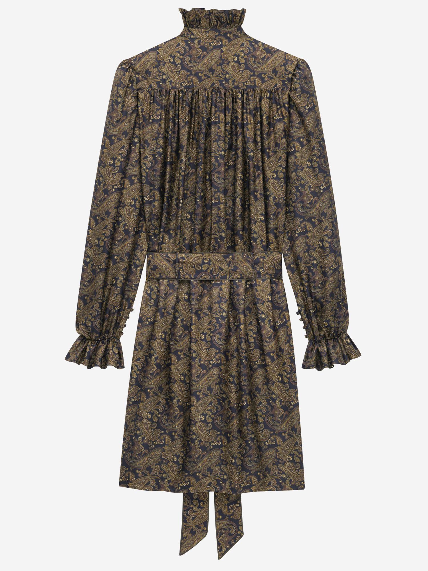 Abito in twill di seta motivo paisley 828304 Y6K904775 SAINT LAURENT