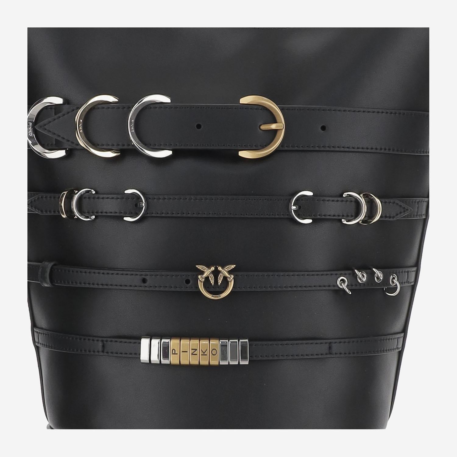 BORSA A TRACOLLA IN PELLE CON CINTURINI 104366 A26KZ99A PINKO