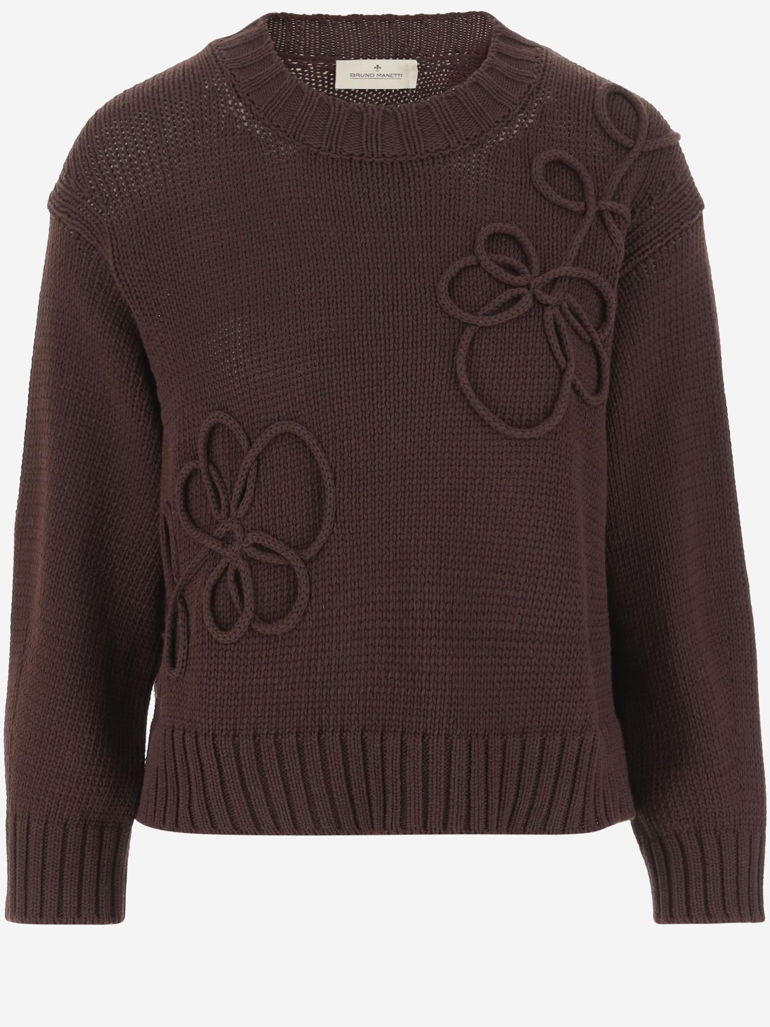 PULLOVER IN MISTO COTONE CON RICAMO P103 400 BRUNO MANETTI