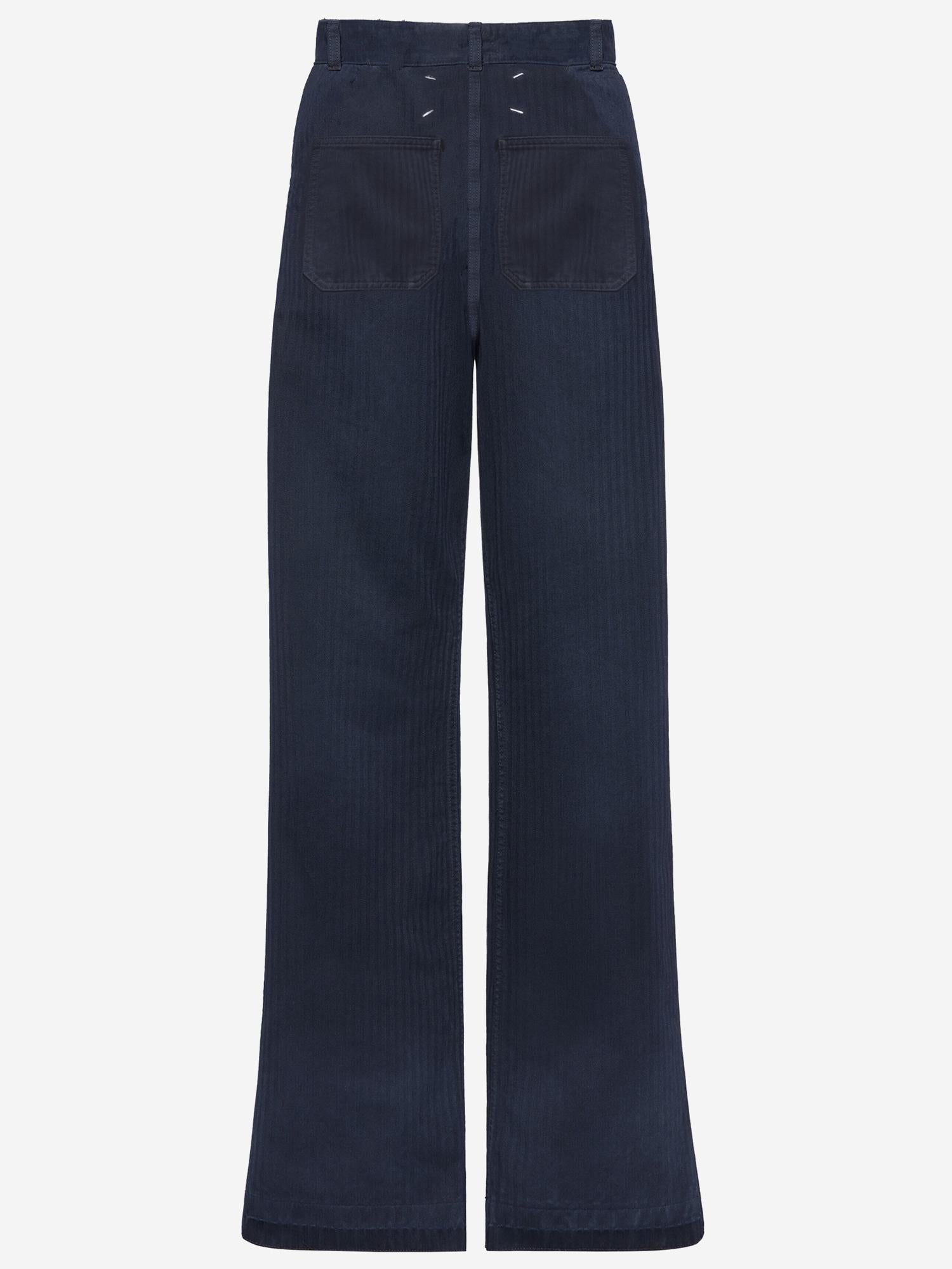 PANTALONI IN COTONE CON MOTIVO SPIGATO S51LA0180 M30024962 MAISON MARGIELA