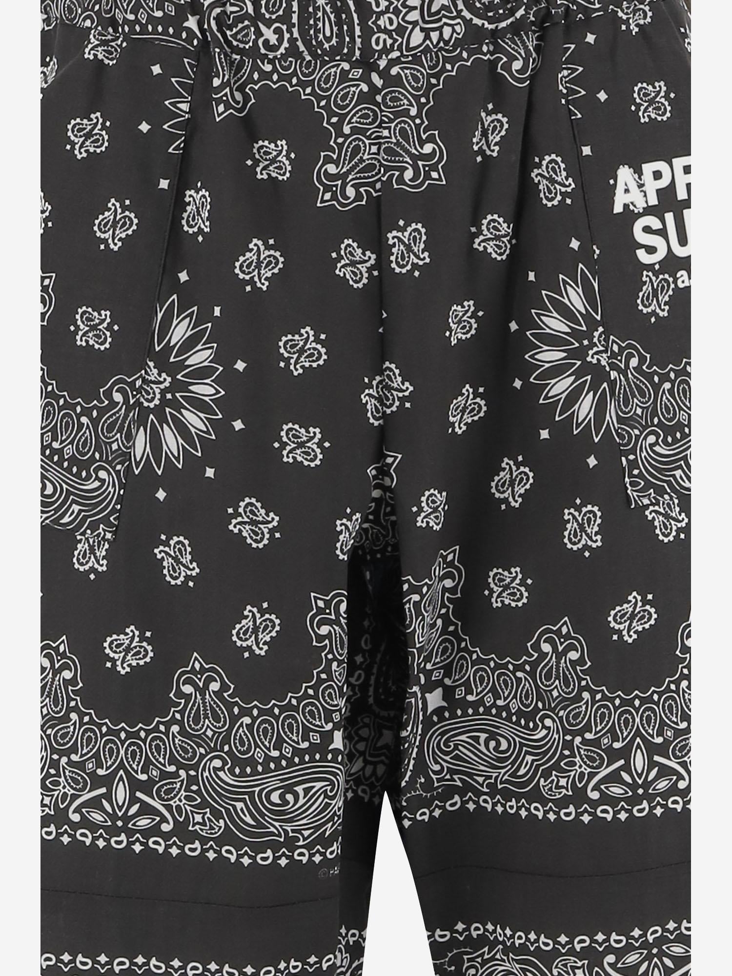 PANTALONI IN COTONE CON MOTIVO BANDANA TACATA BLACK APRES SURF